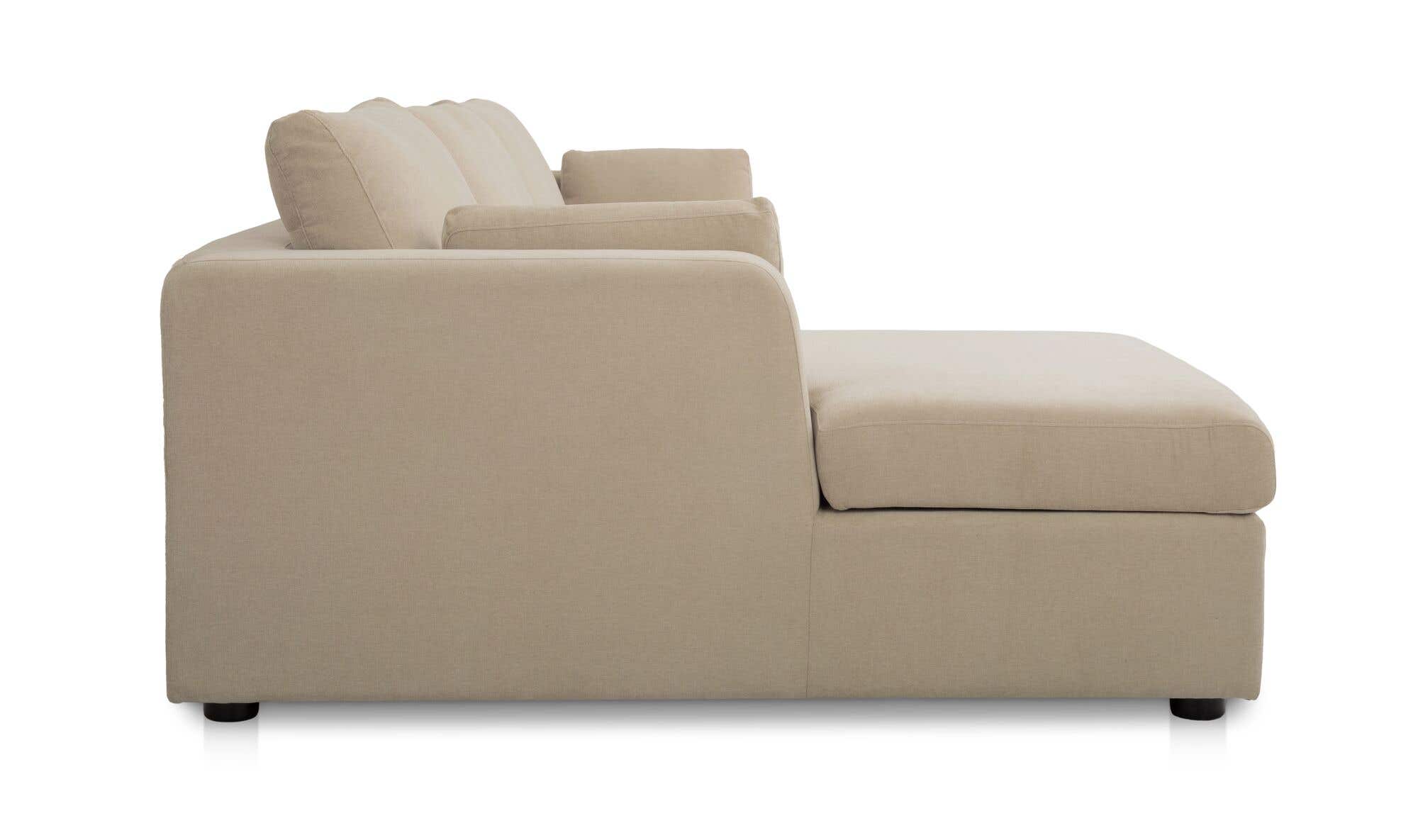 115.75" Sand Upholstered Sleeper Storage Chaise Left Facing Sectional