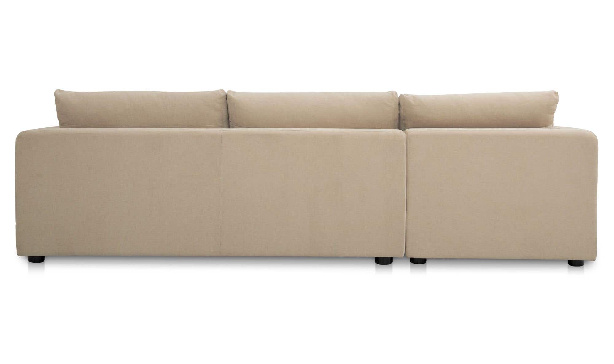 115.75" Sand Upholstered Sleeper Storage Chaise Left Facing Sectional