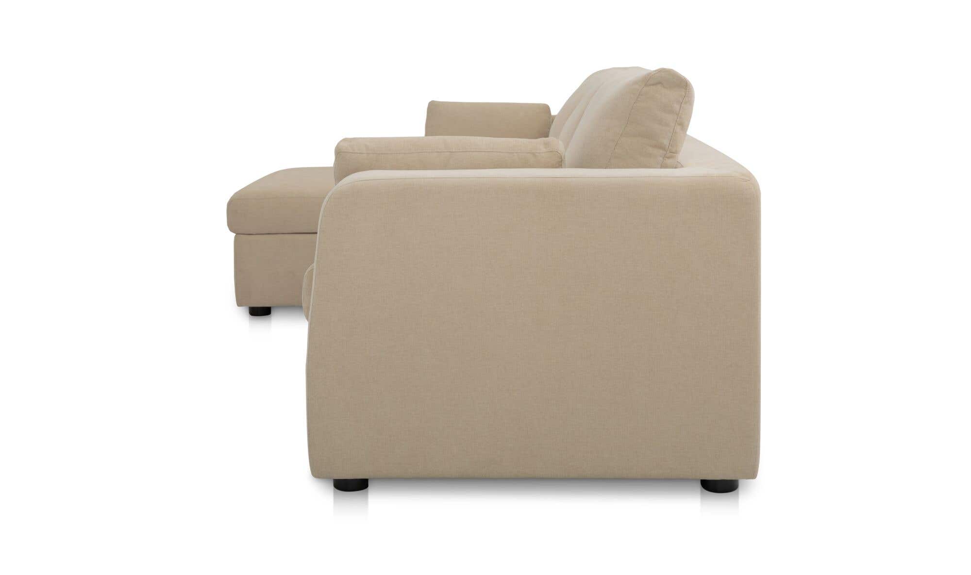 115.75" Sand Upholstered Sleeper Storage Chaise Left Facing Sectional