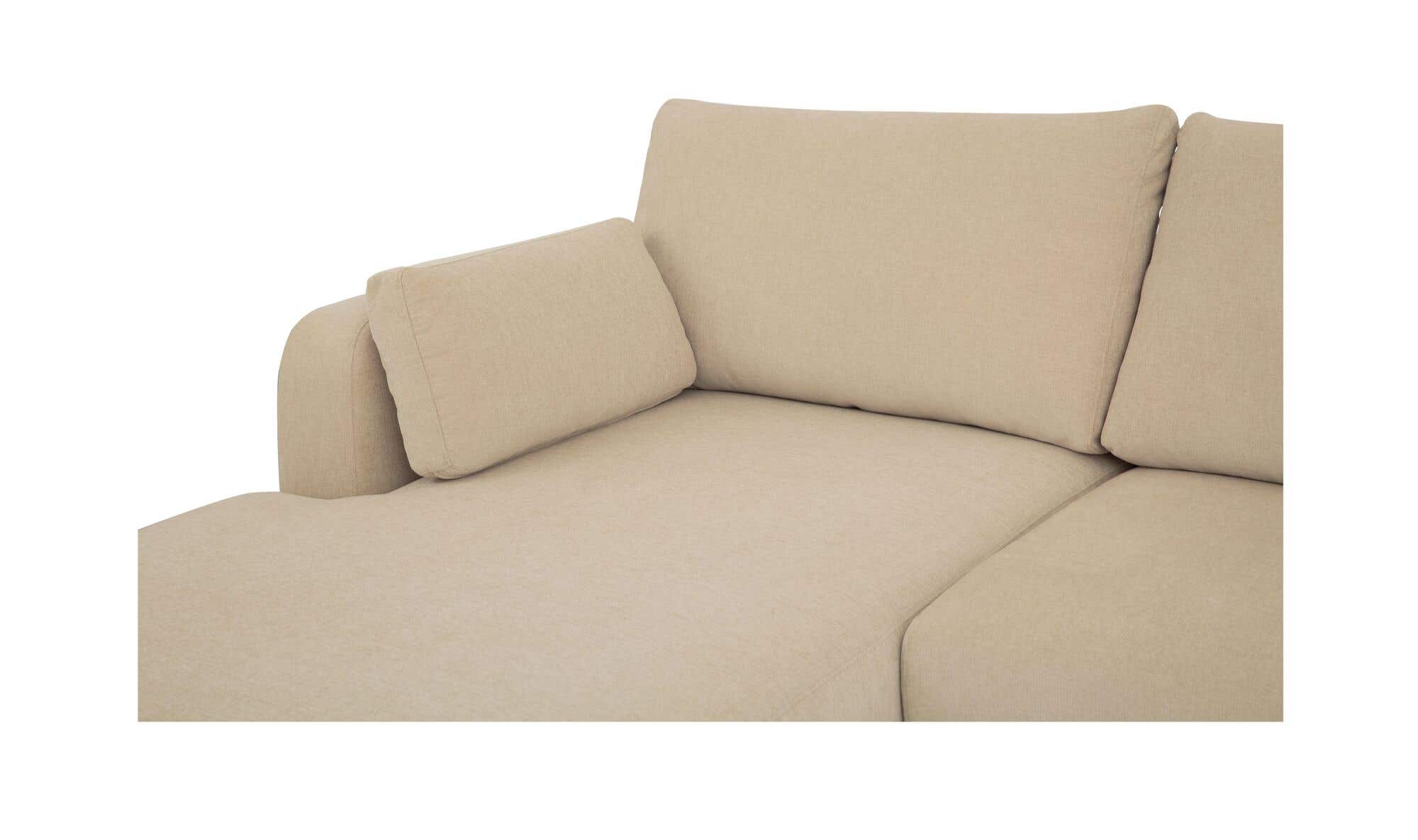 115.75" Sand Upholstered Sleeper Storage Chaise Left Facing Sectional