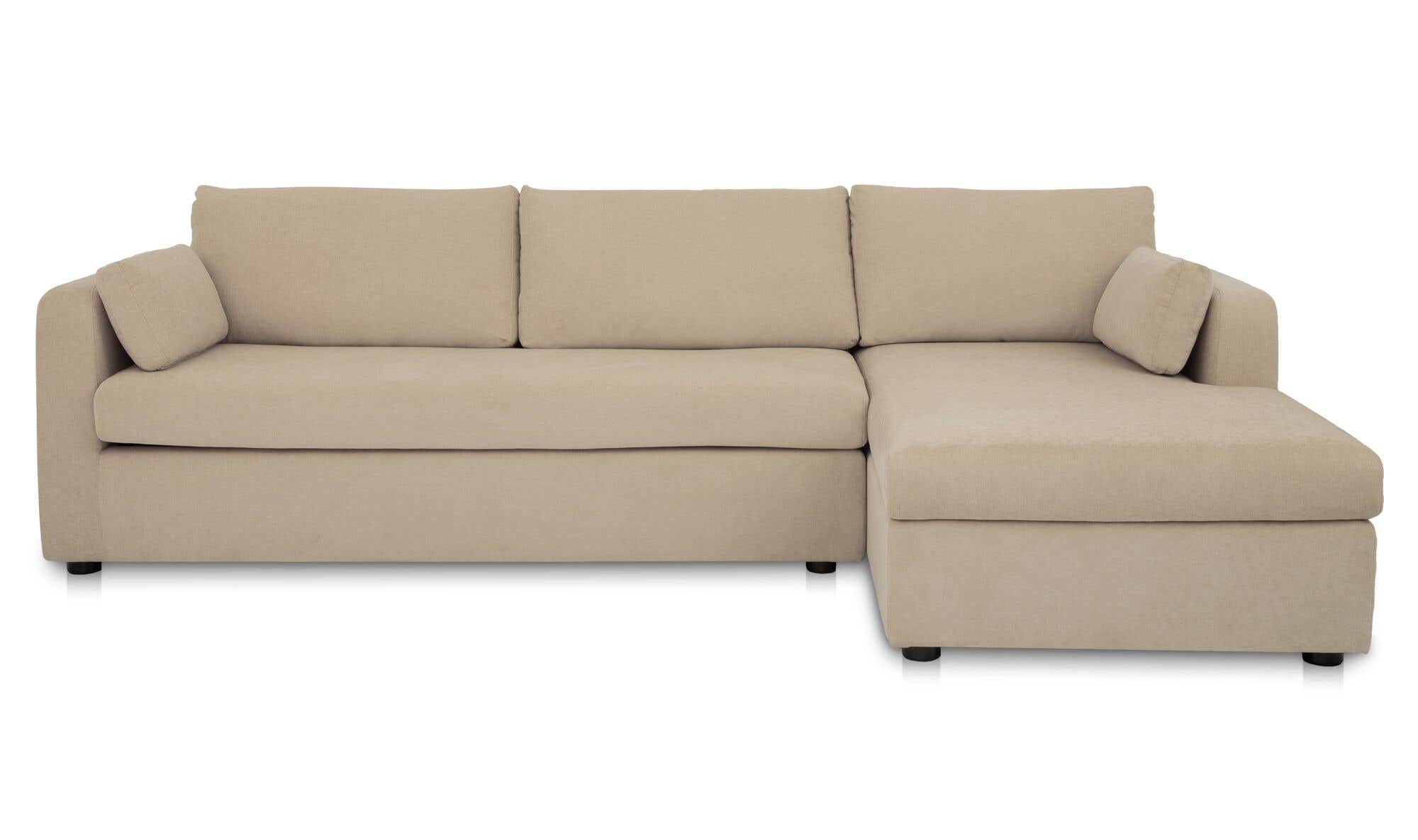 115.75" Sand Upholstered Sleeper Storage Chaise Right Facing Sectional