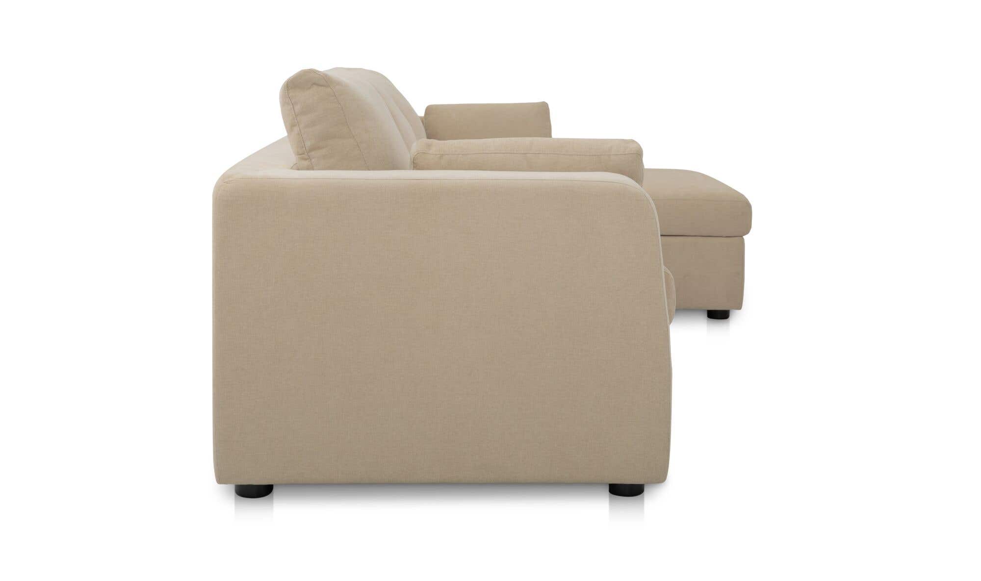 115.75" Sand Upholstered Sleeper Storage Chaise Right Facing Sectional