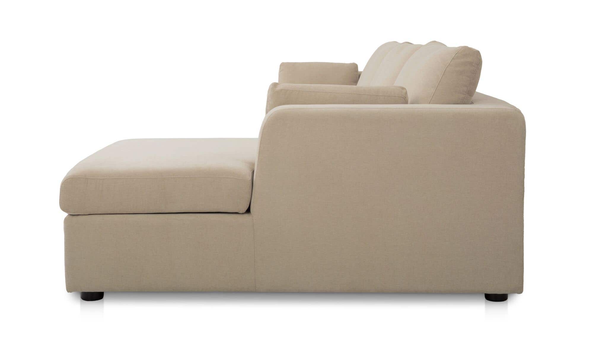 115.75" Sand Upholstered Sleeper Storage Chaise Right Facing Sectional