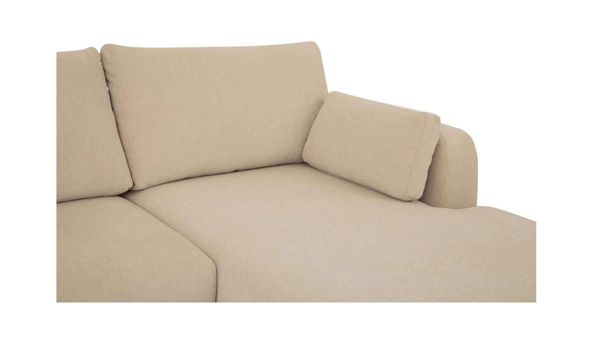115.75" Sand Upholstered Sleeper Storage Chaise Right Facing Sectional