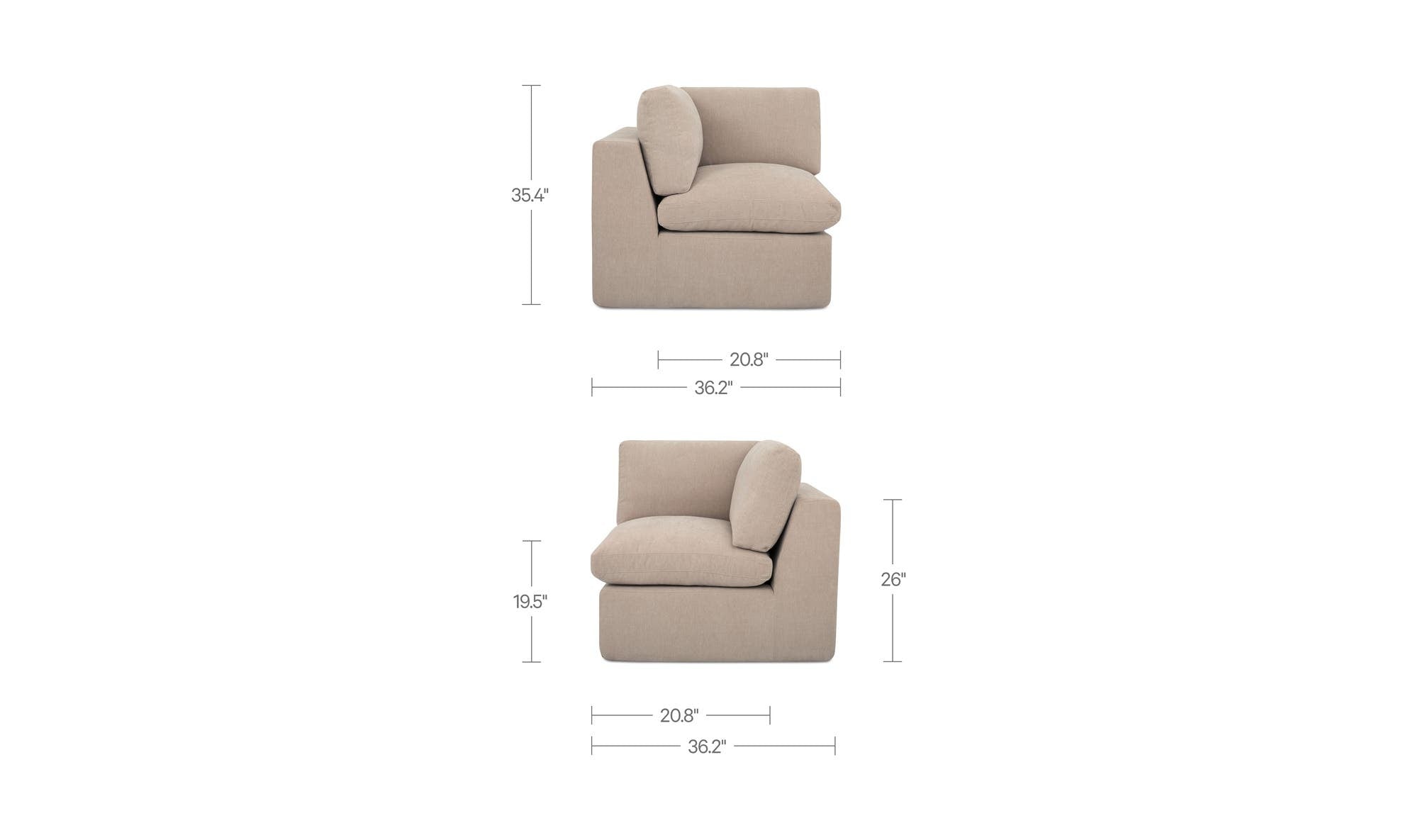 36.25" Pebble Upholstered Corner Chair