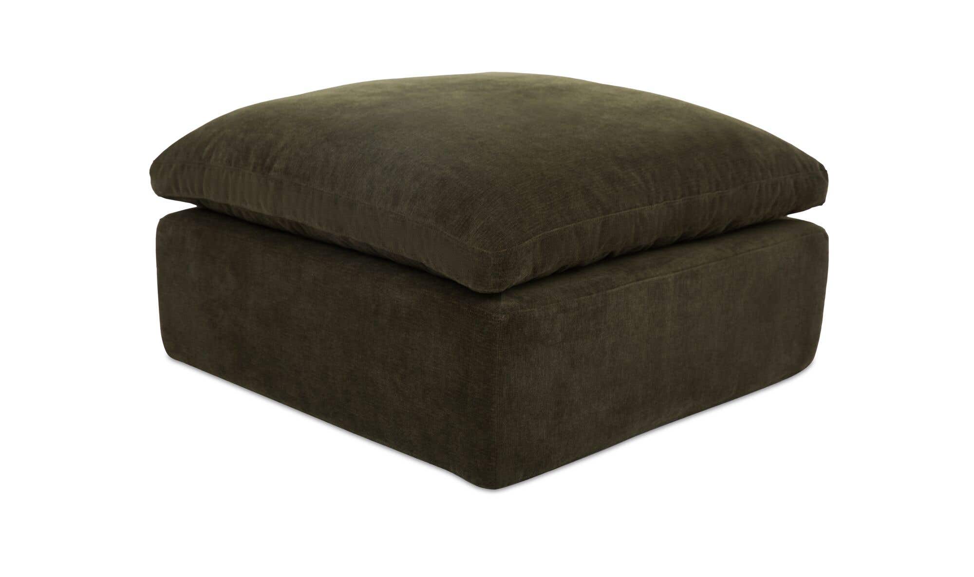 37" Dark Green Upholstered Ottoman