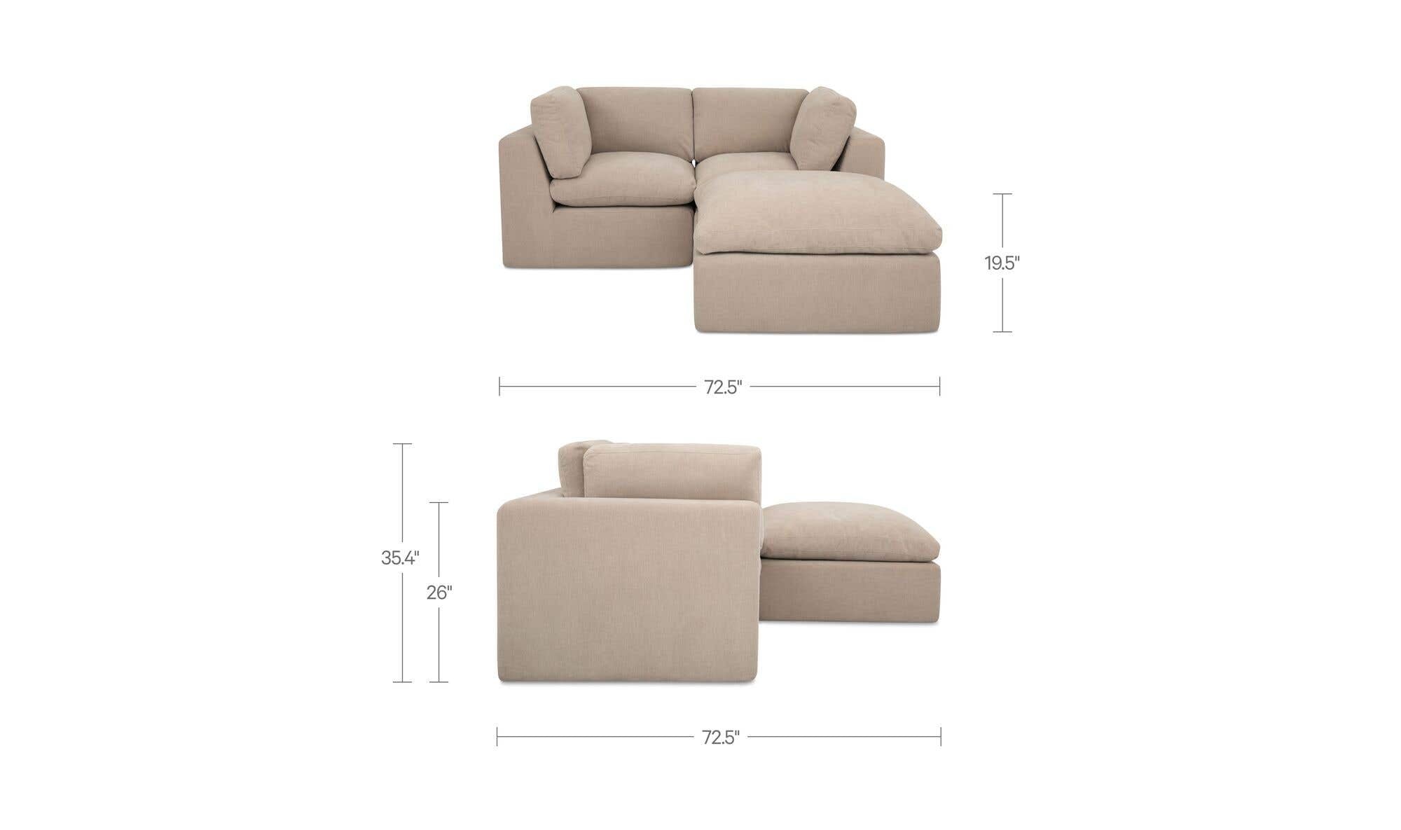 74" Pebble Upholstered Modular Sectional