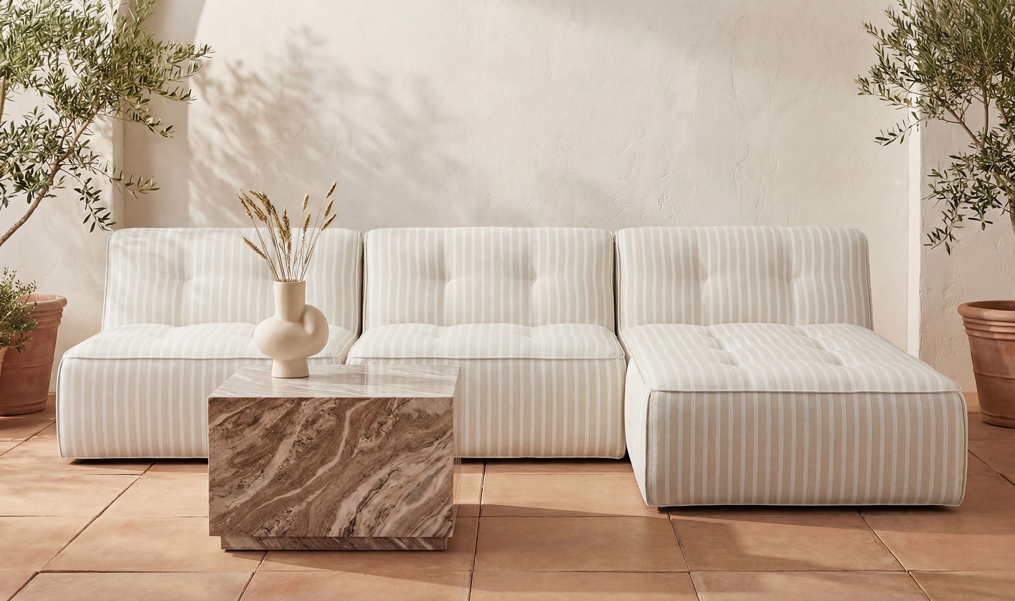 41.3" Brown Stripe Upholstered Sectional Component