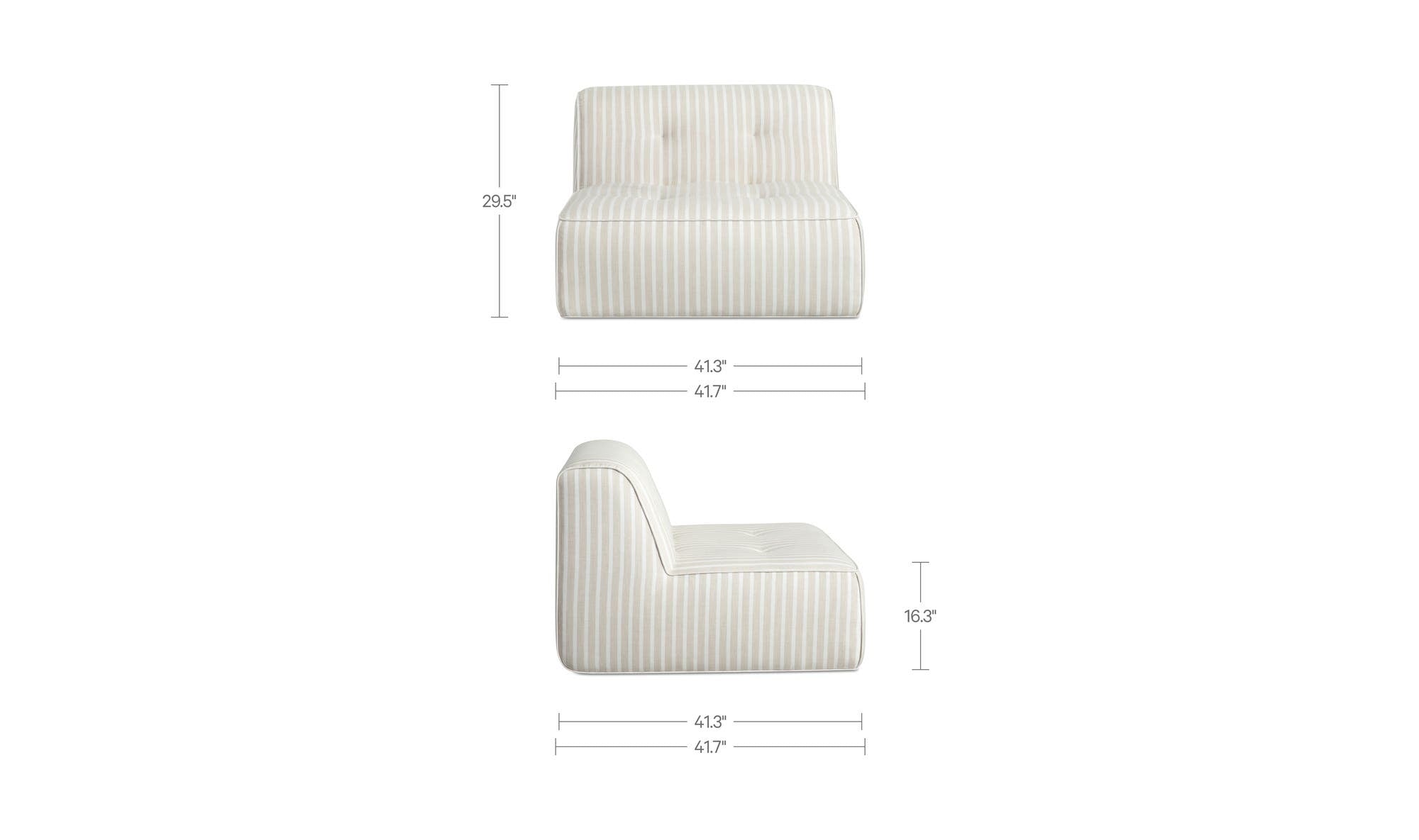 41.3" Brown Stripe Upholstered Sectional Component