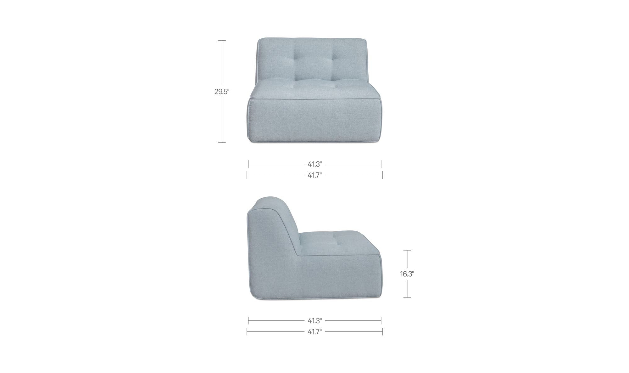 41.3" Light Blue Upholstered Sectional Component