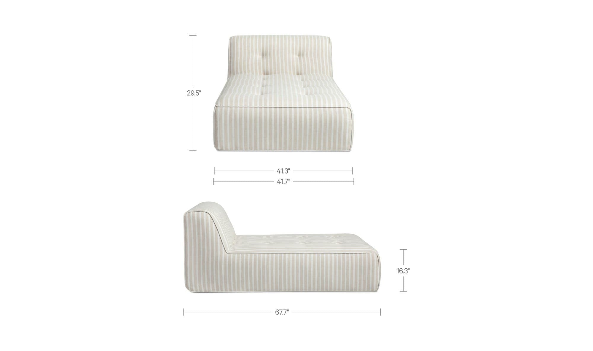 41.3" Brown Stripe Upholstered Chaise