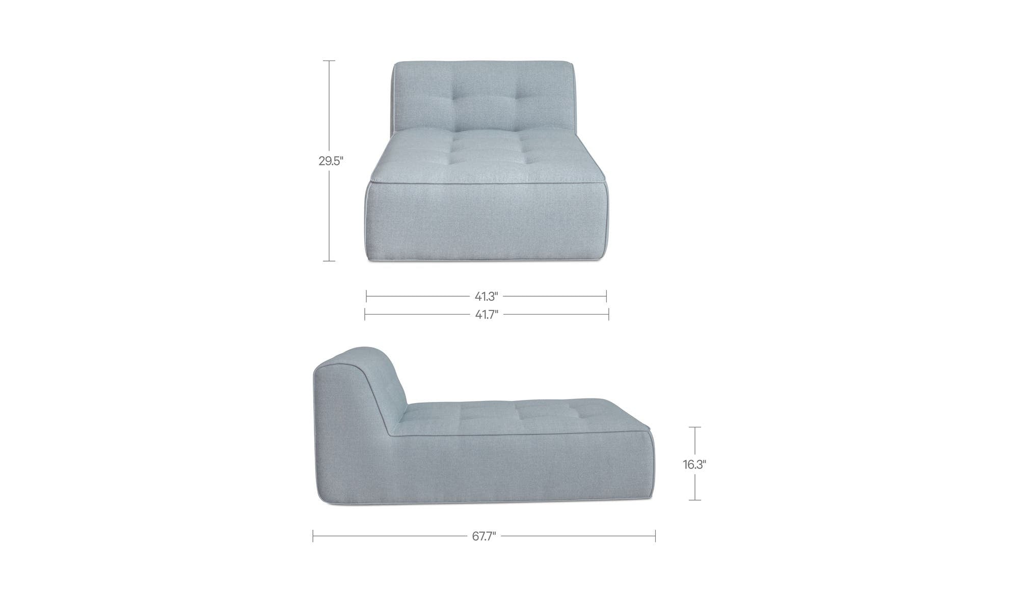 41.3" Light Blue Upholstered Chaise