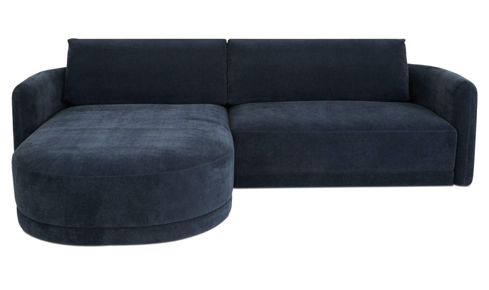 108.7" Dark Blue Upholstered Left Facing Sectional