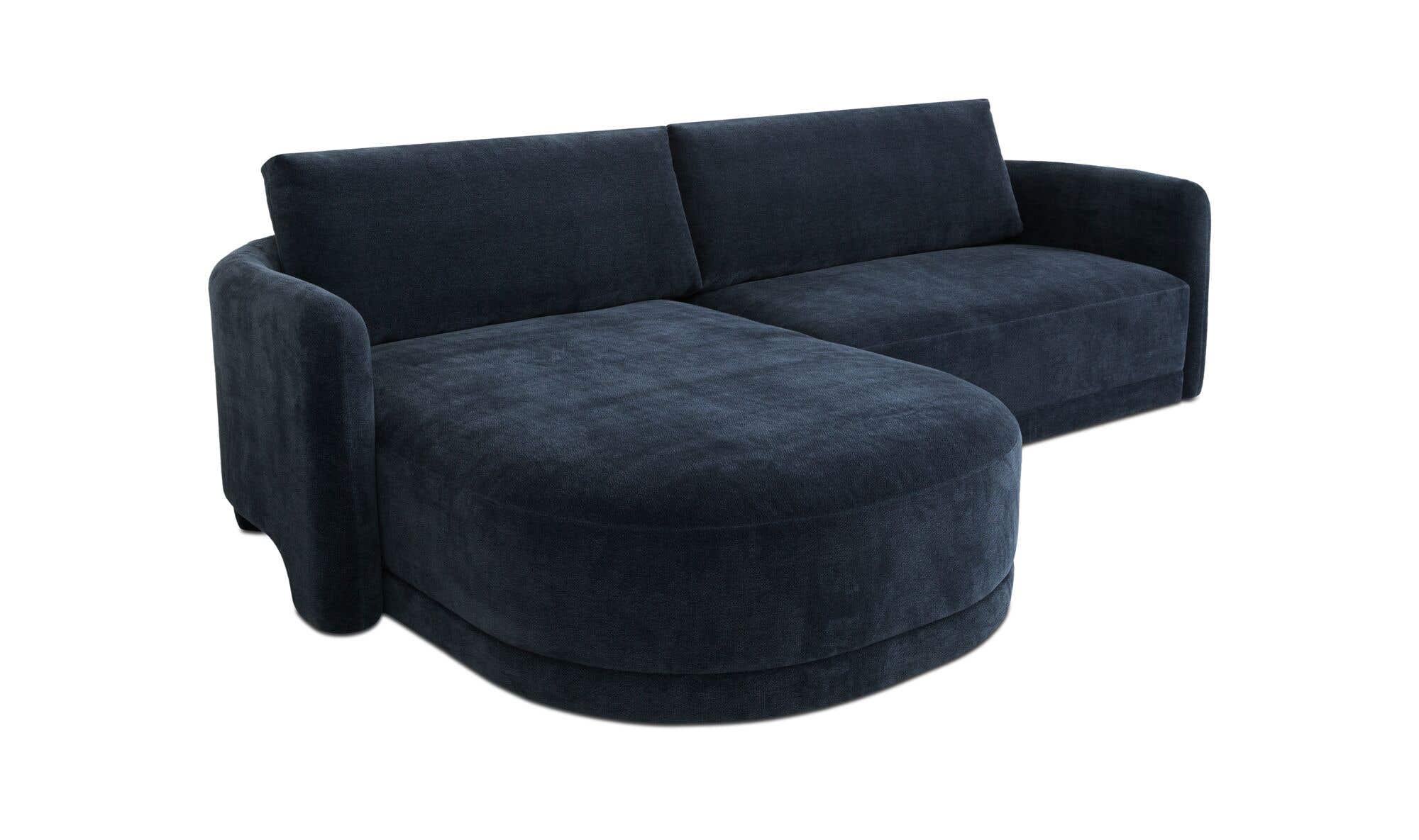 108.7" Dark Blue Upholstered Left Facing Sectional