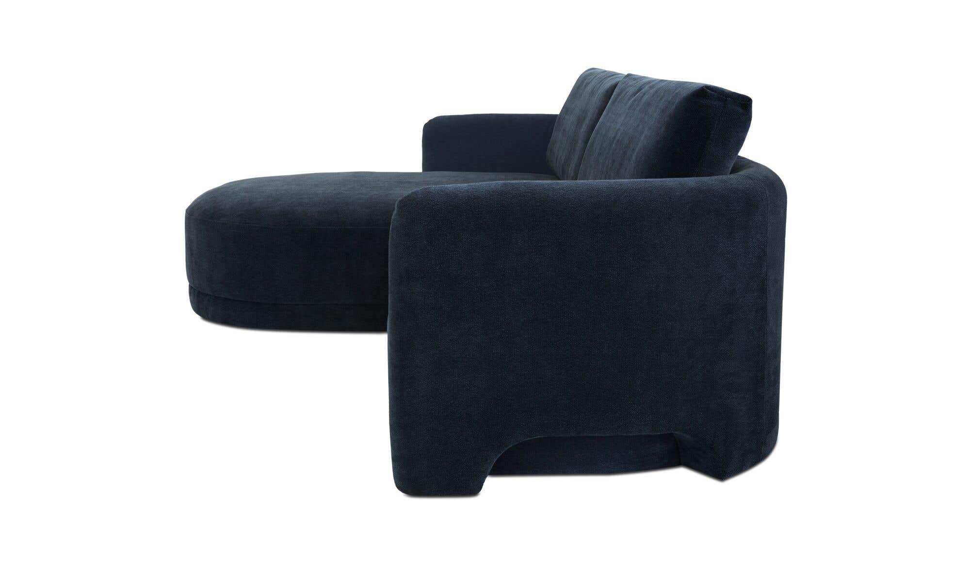 108.7" Dark Blue Upholstered Left Facing Sectional