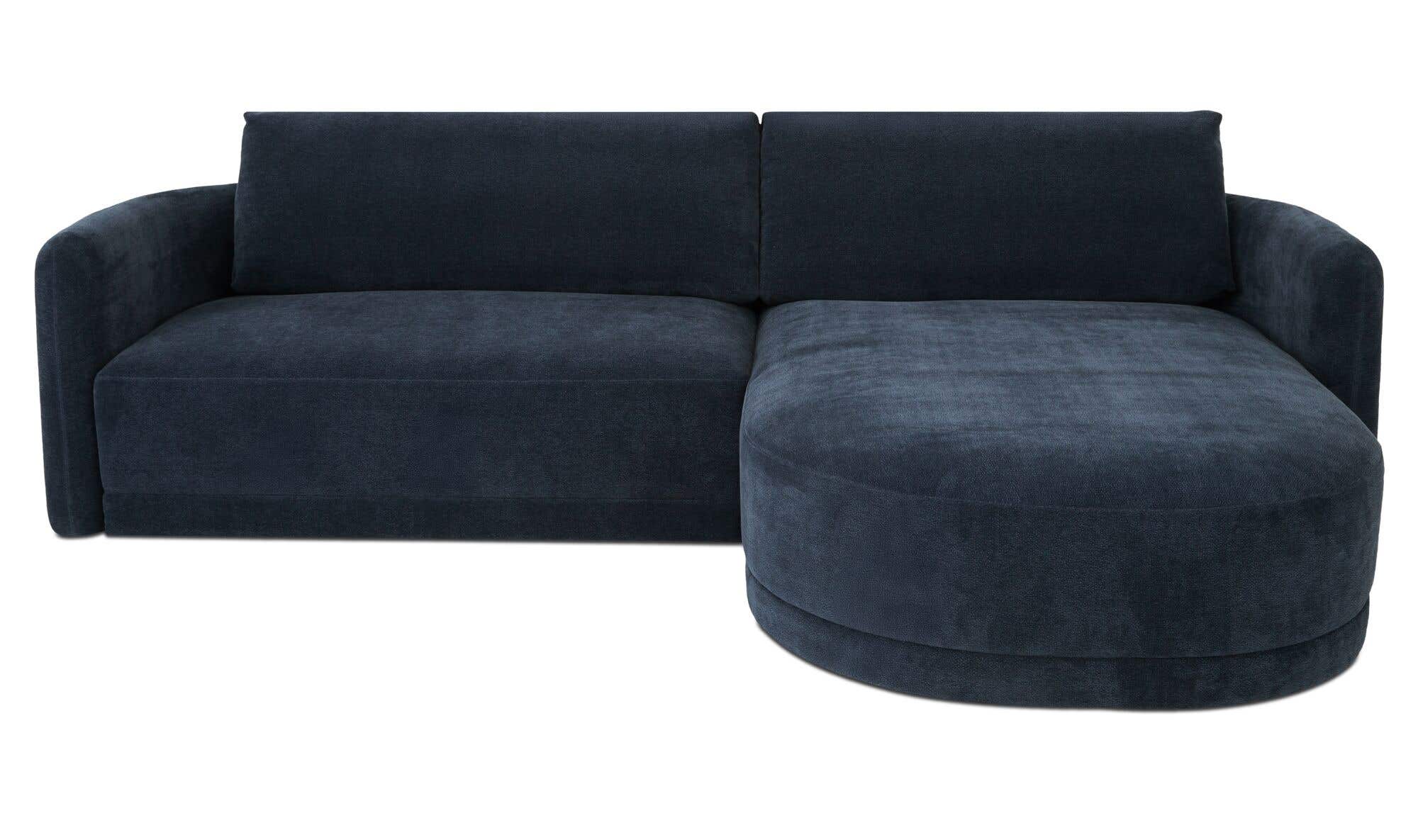 108.7" Dark Blue Upholstered Right Facing Sectional