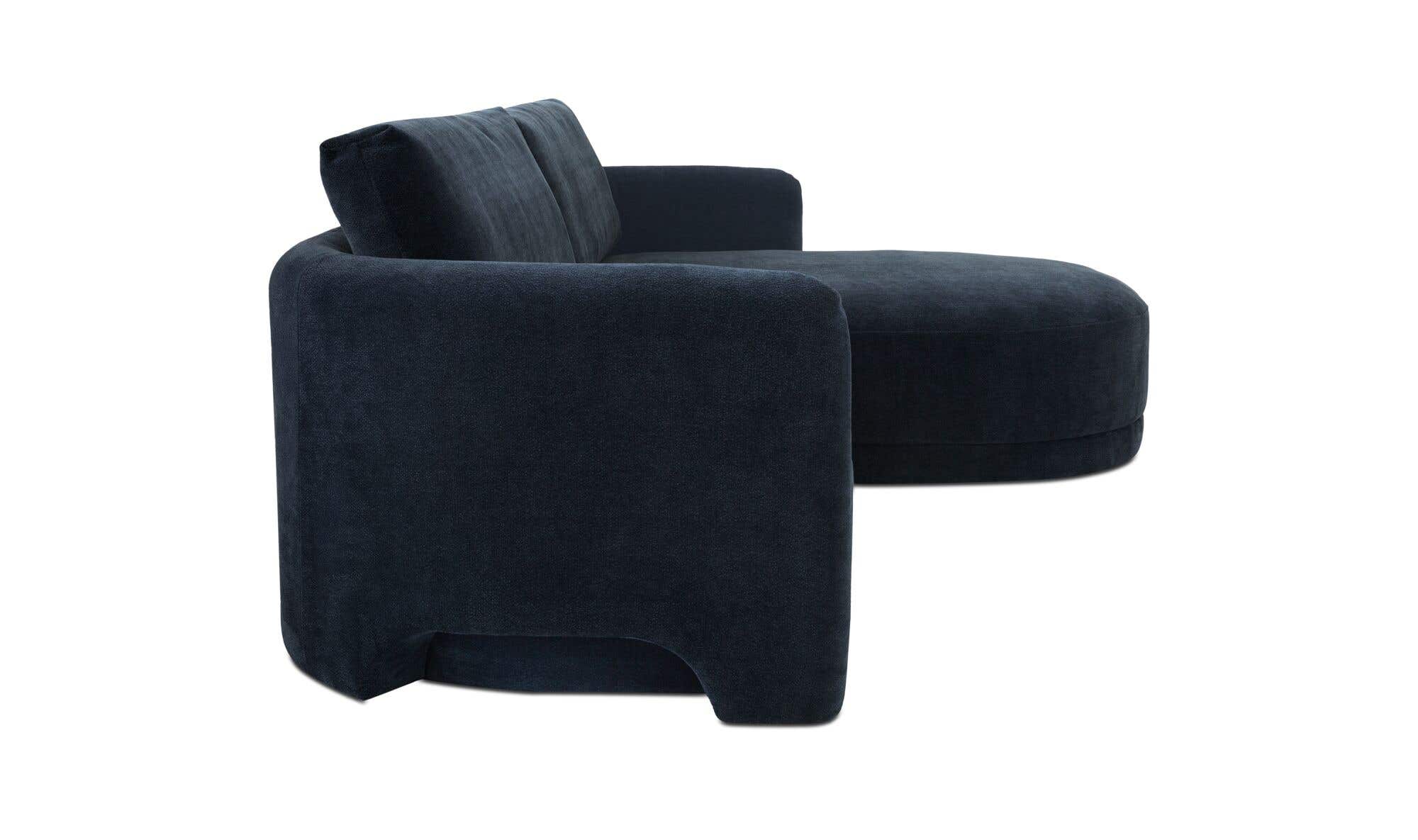 108.7" Dark Blue Upholstered Right Facing Sectional