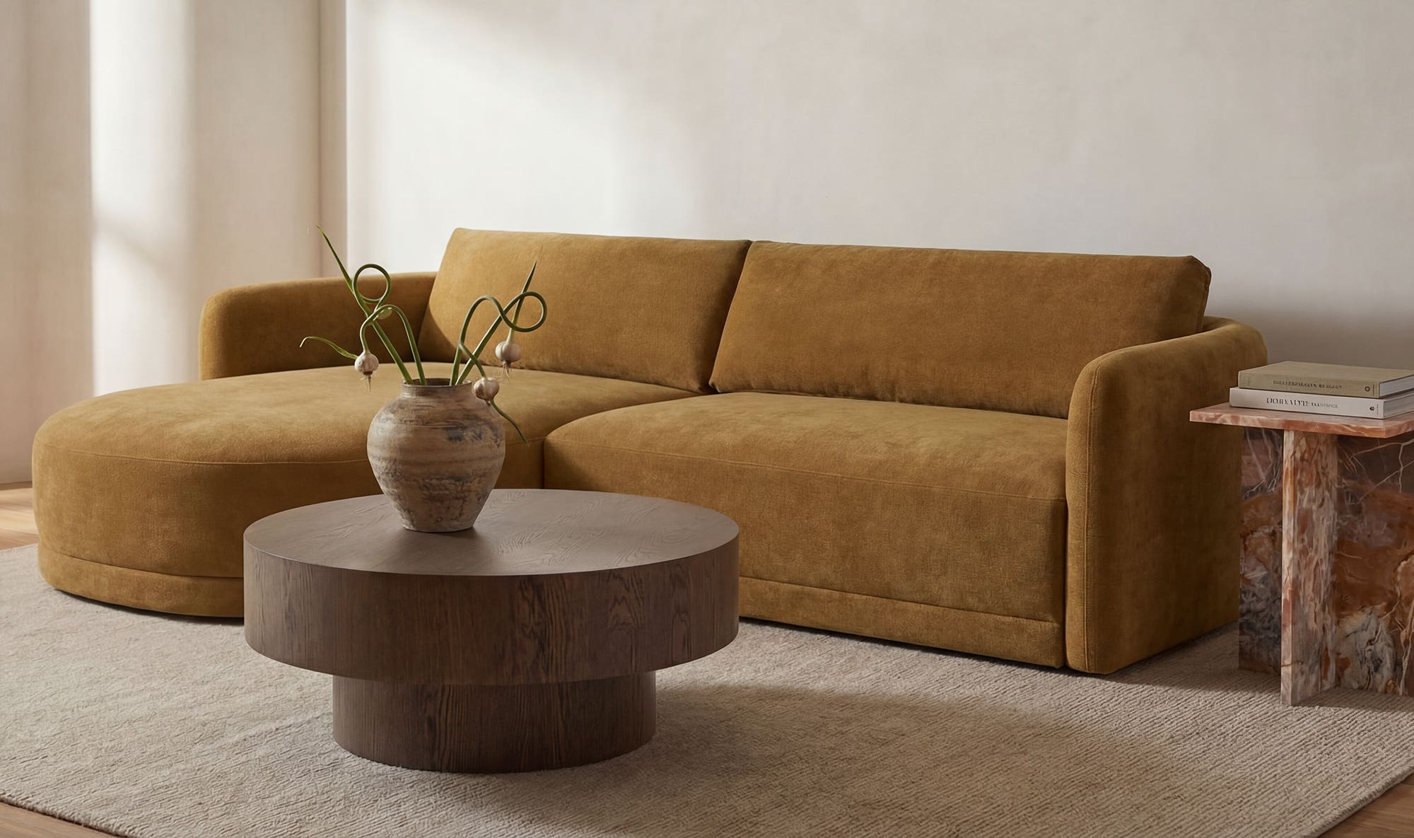 108.7" Ginger Upholstered Left Facing Sectional