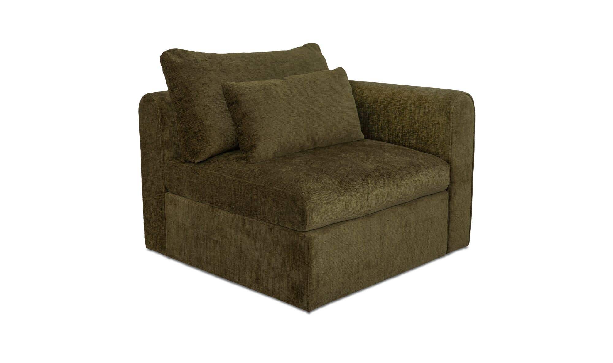 40.16" Dark Green Upholstered Right Arm Facing Chair