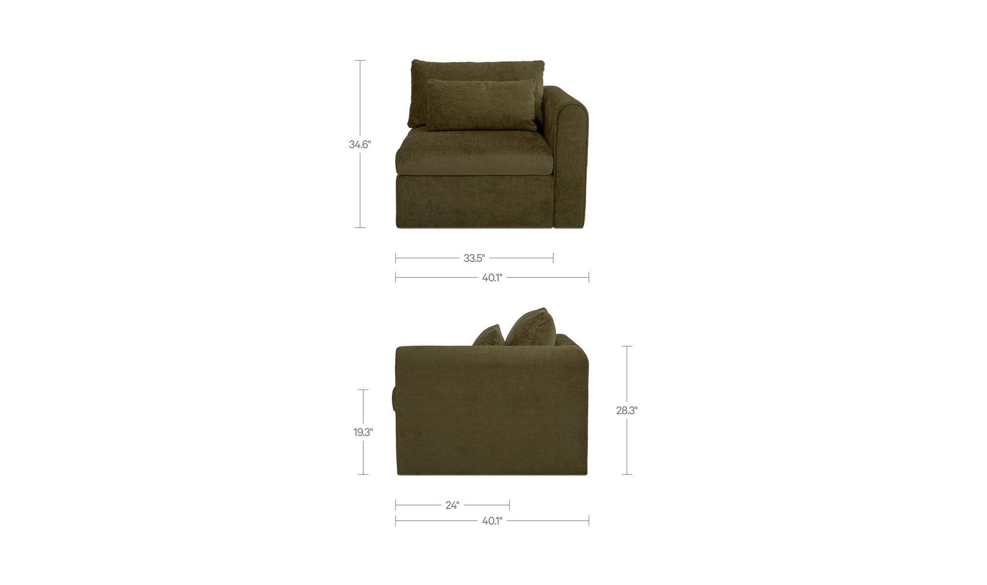 40.16" Dark Green Upholstered Right Arm Facing Chair