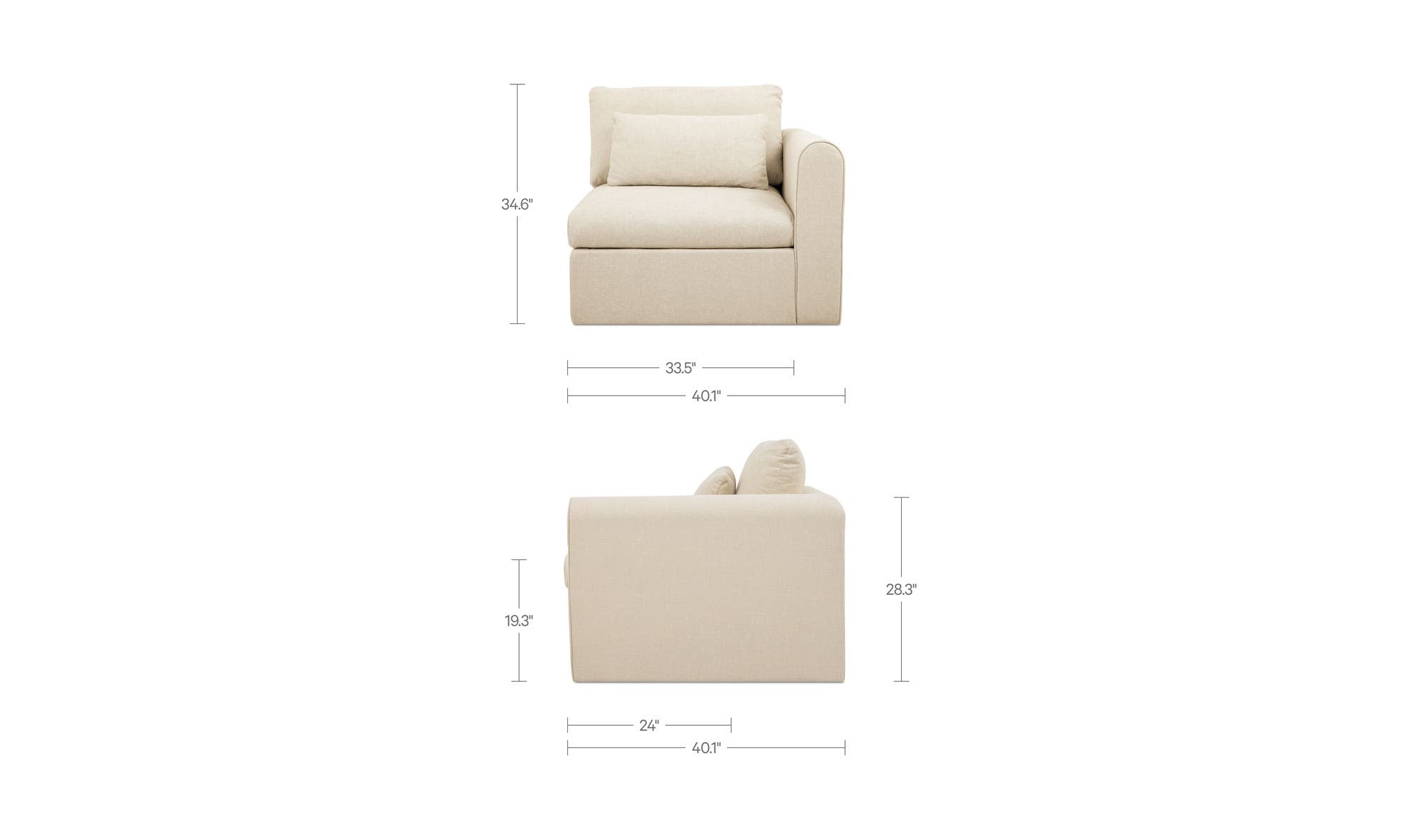 40.16" Light Beige Upholstered Right Arm Facing Chair