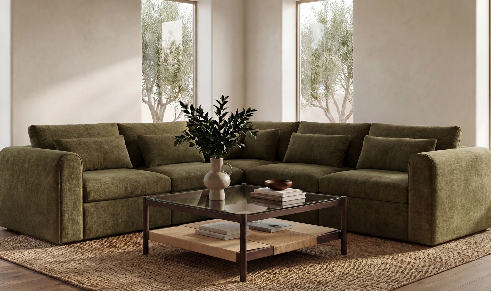 40.16" Dark Green Upholstered Corner Chair