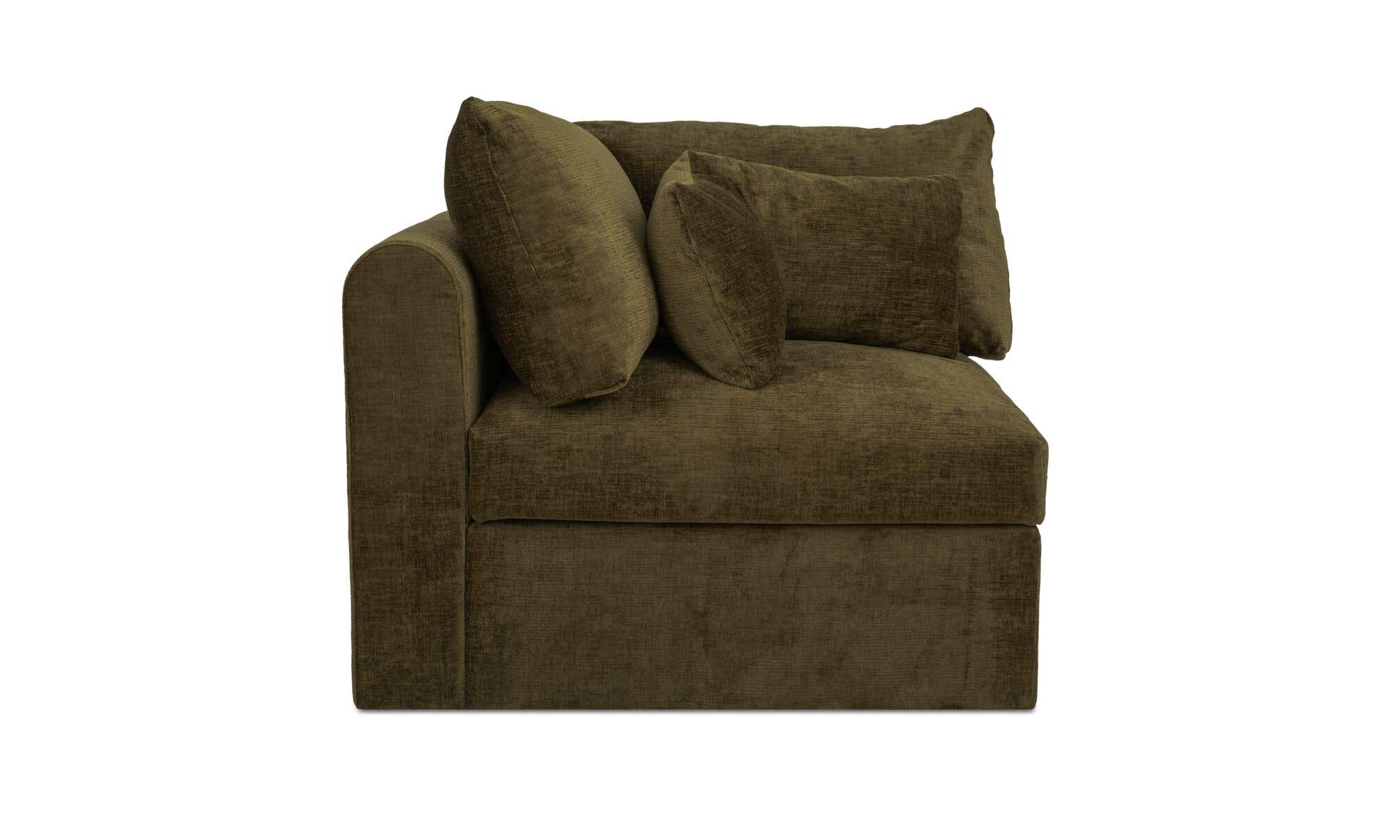 40.16" Dark Green Upholstered Corner Chair