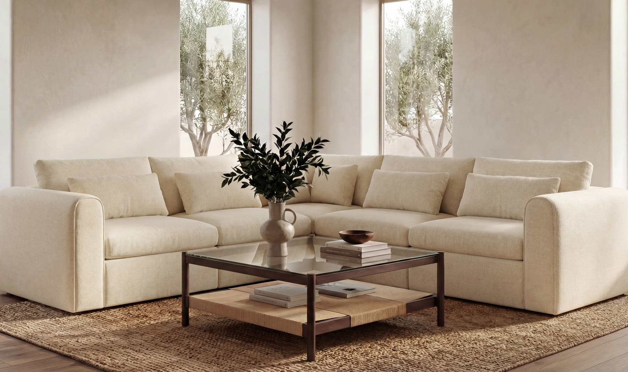40.16" Light Beige Upholstered Corner Chair