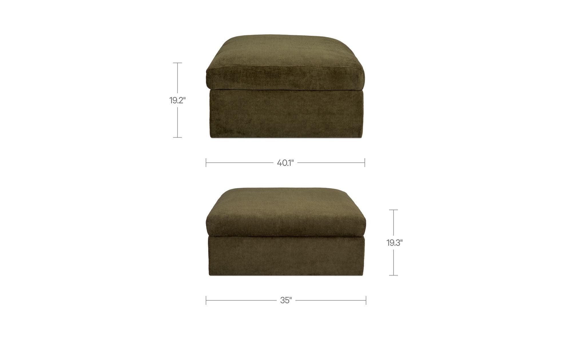 40.16" Dark Green Upholstered Storage Ottoman
