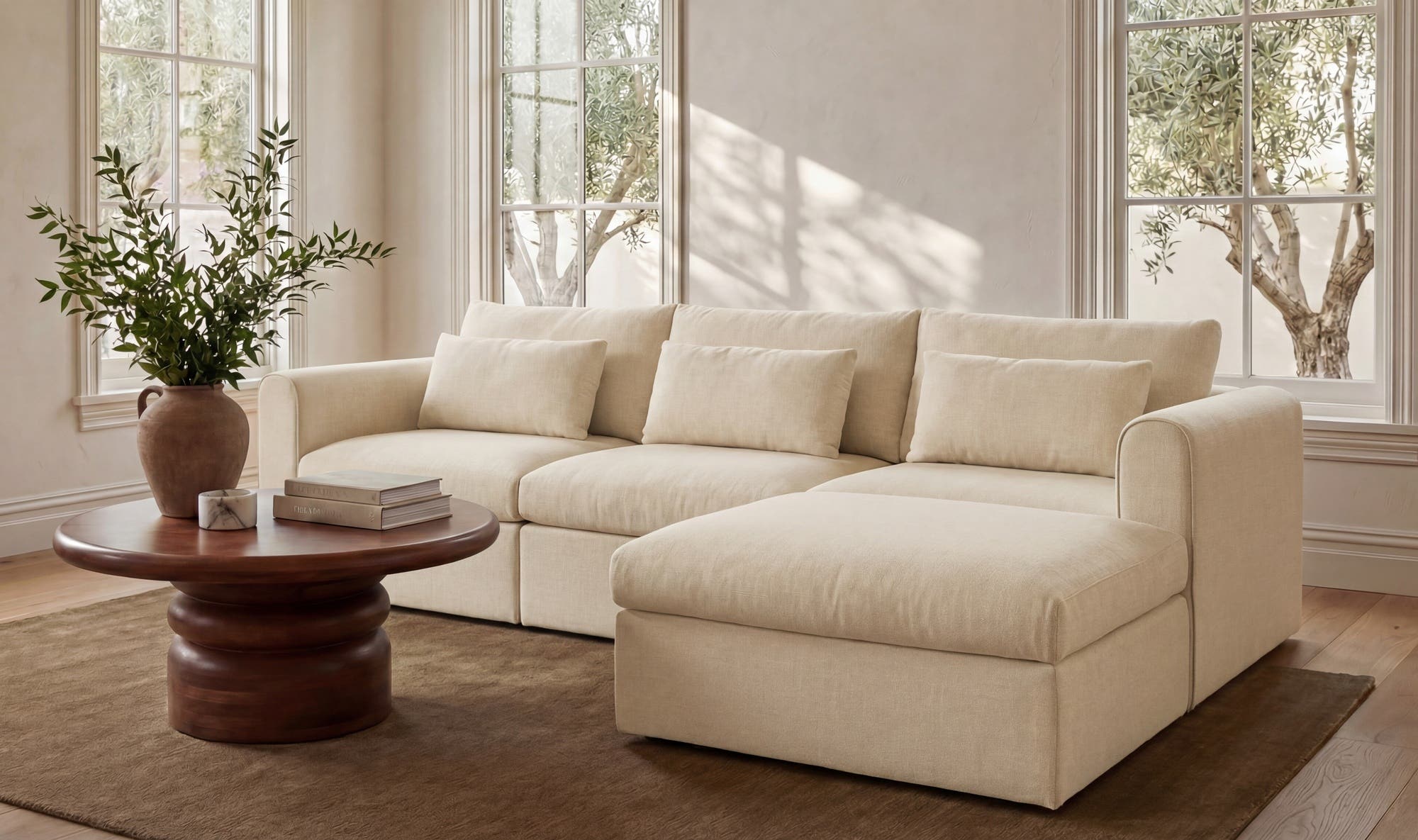 40.16" Light Beige Upholstered Storage Ottoman
