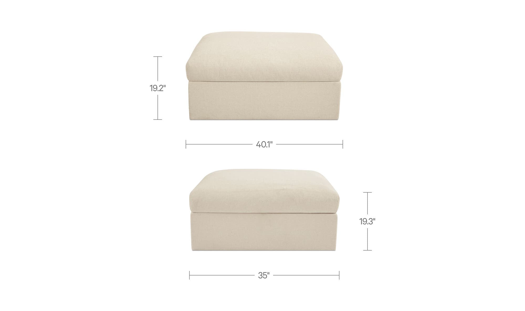 40.16" Light Beige Upholstered Storage Ottoman
