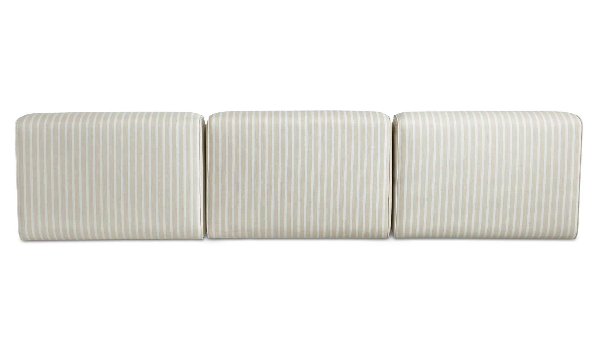 123.9" Brown Stripe Upholstered 3 Piece Sofa