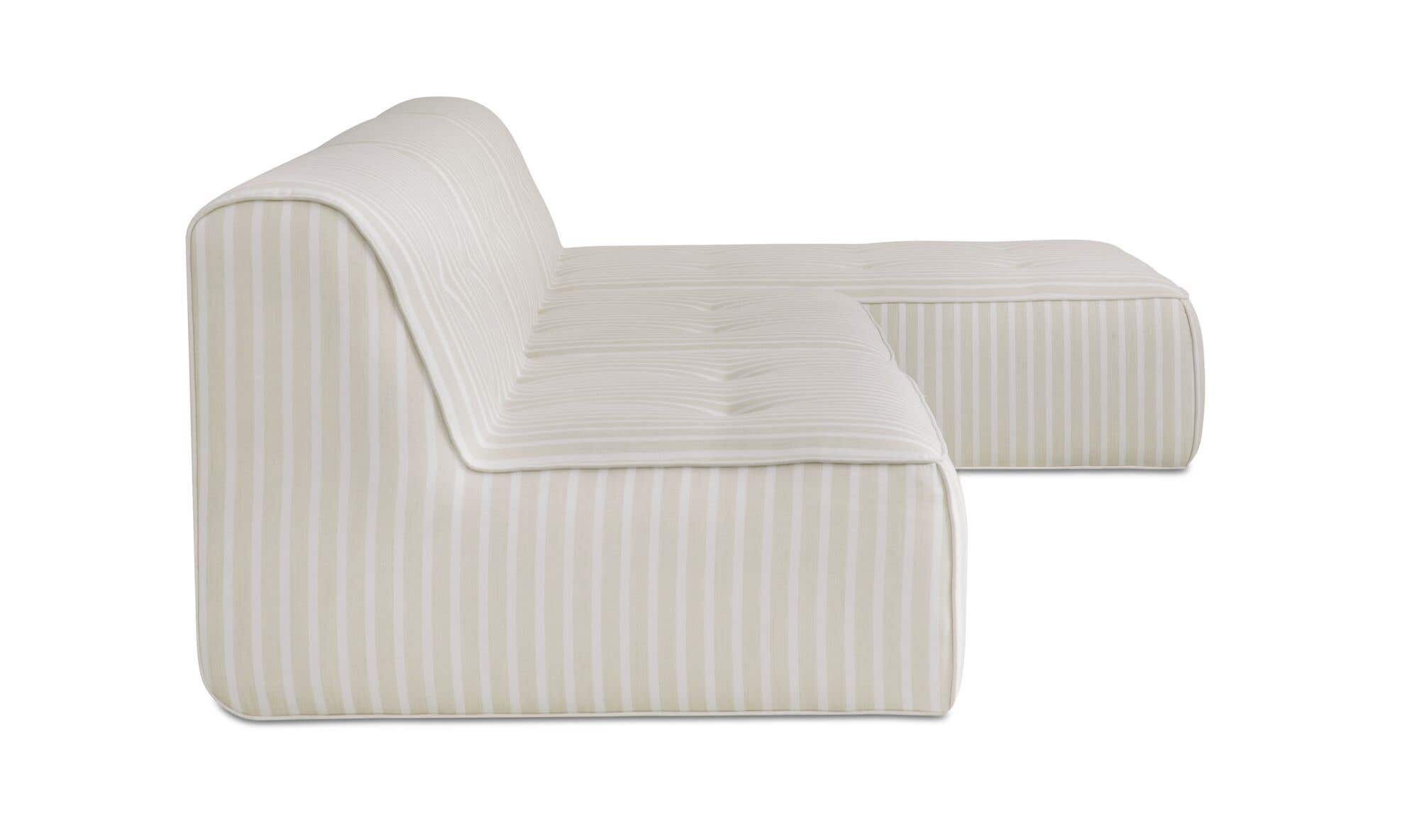 123.9" Brown Stripe Upholstered 3 Piece Sectional