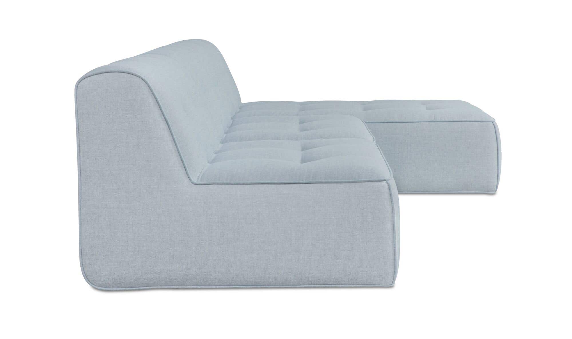 123.9" Light Blue Upholstered 3 Piece Sectional