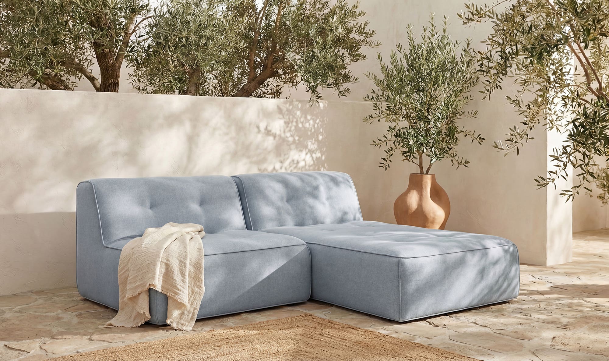 82.6" Light Blue Aluminum 2 Piece Outdoor Nook
