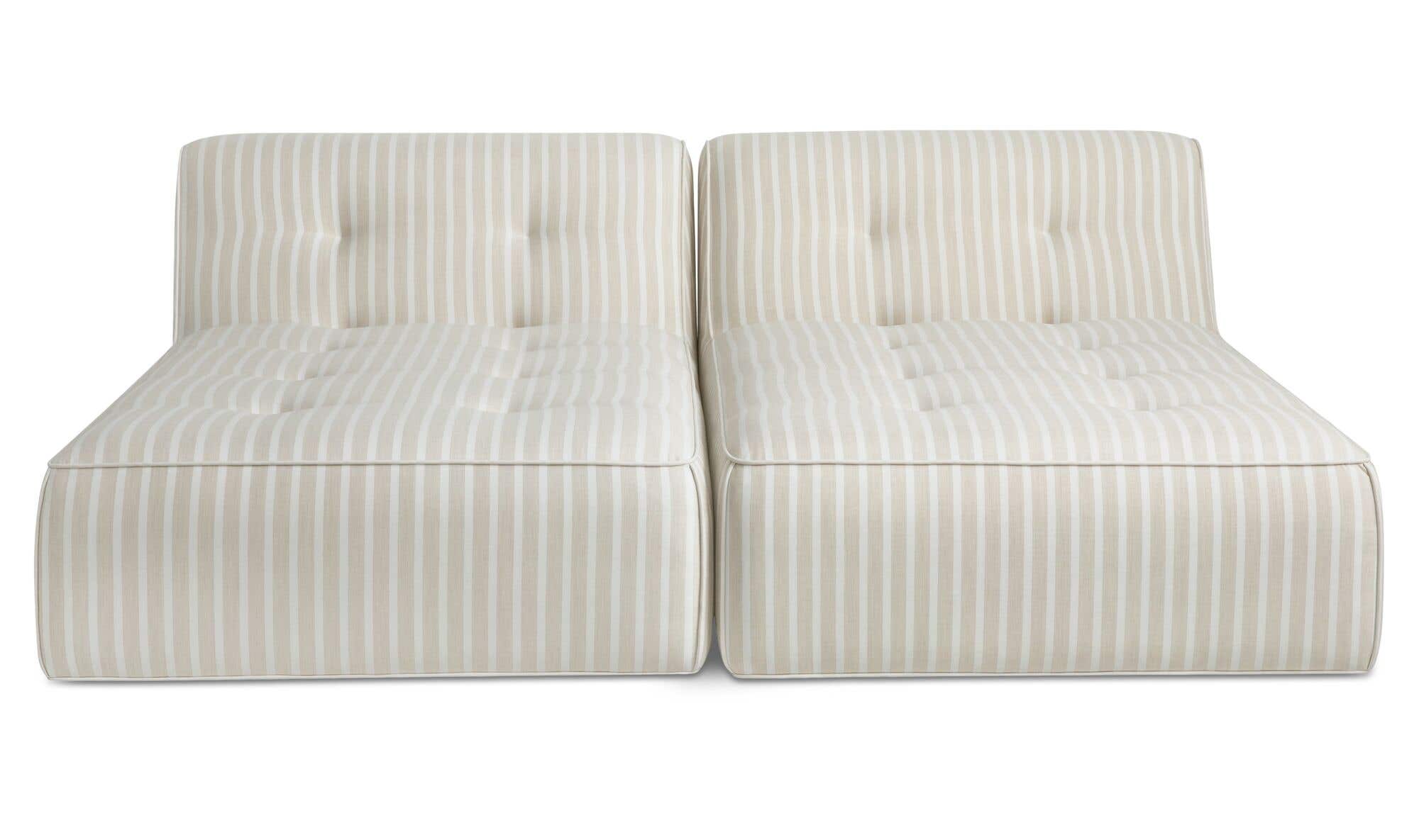 82.6" Brown Stripe Aluminum 2 Piece Outdoor Sun Lounger