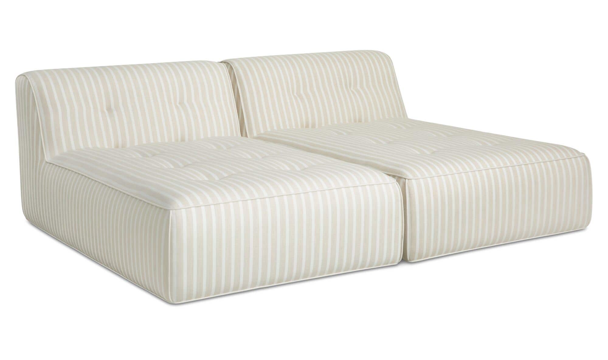 82.6" Brown Stripe Aluminum 2 Piece Outdoor Sun Lounger