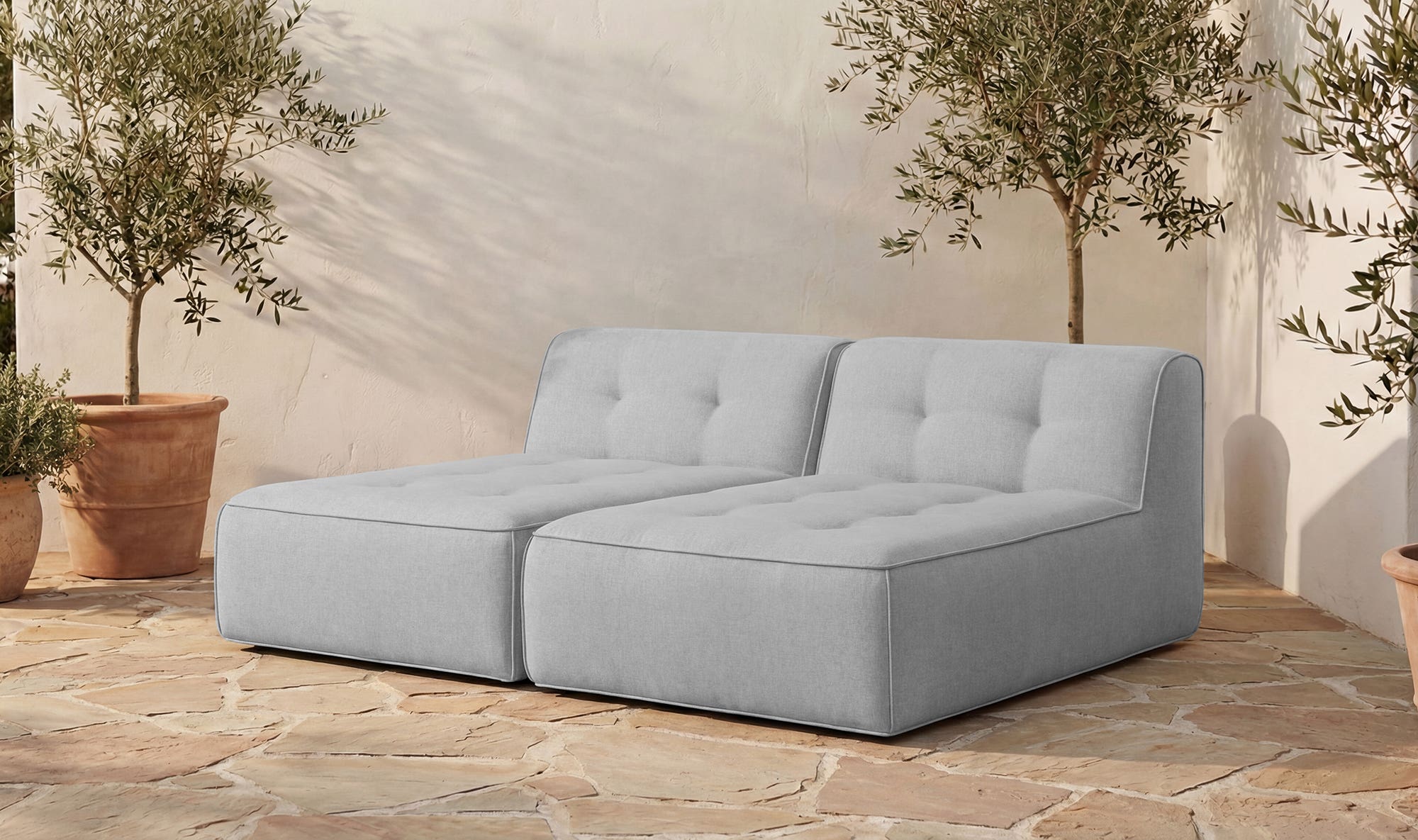 82.6" Light Blue Aluminum 2 Piece Outdoor Sun Lounger