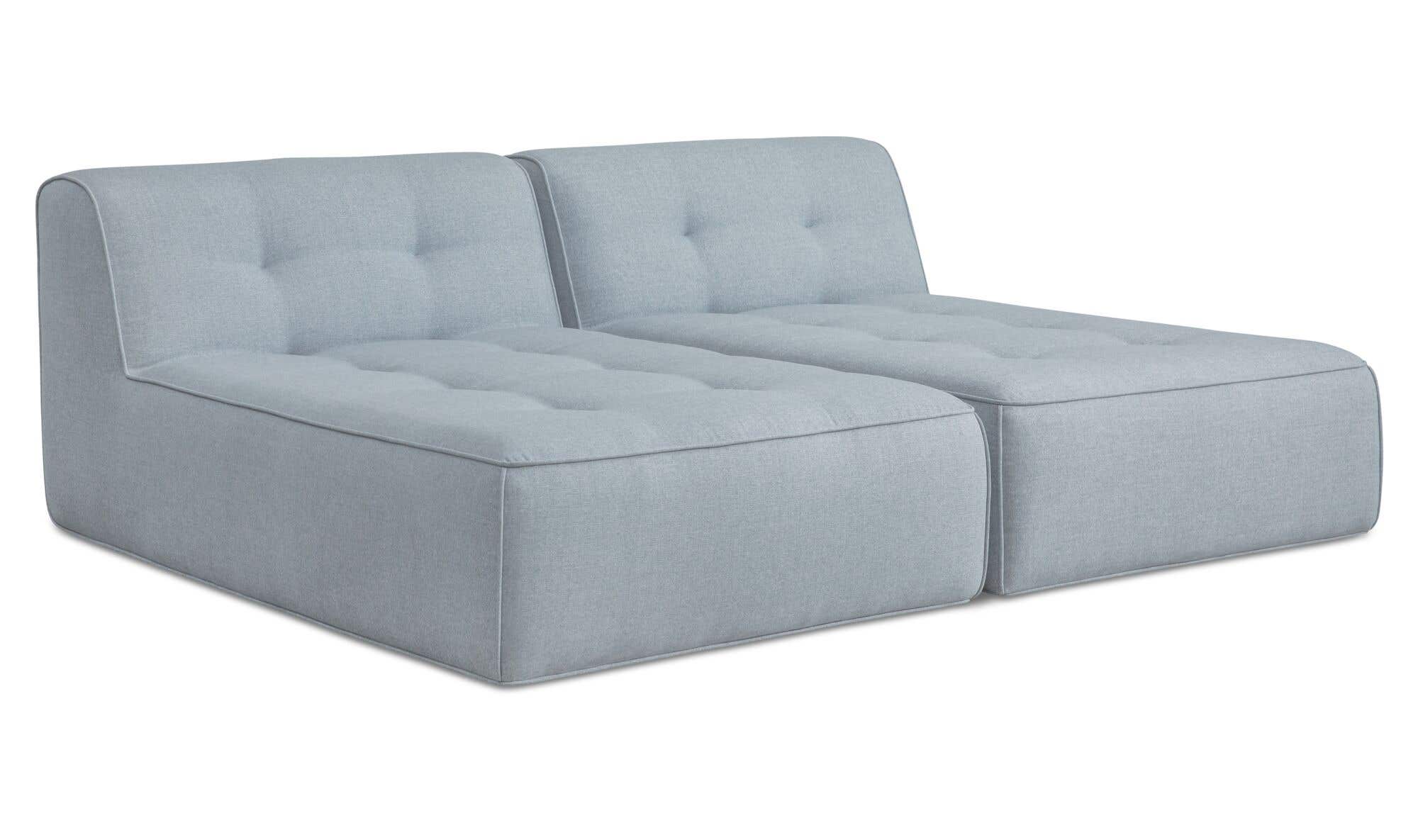82.6" Light Blue Aluminum 2 Piece Outdoor Sun Lounger