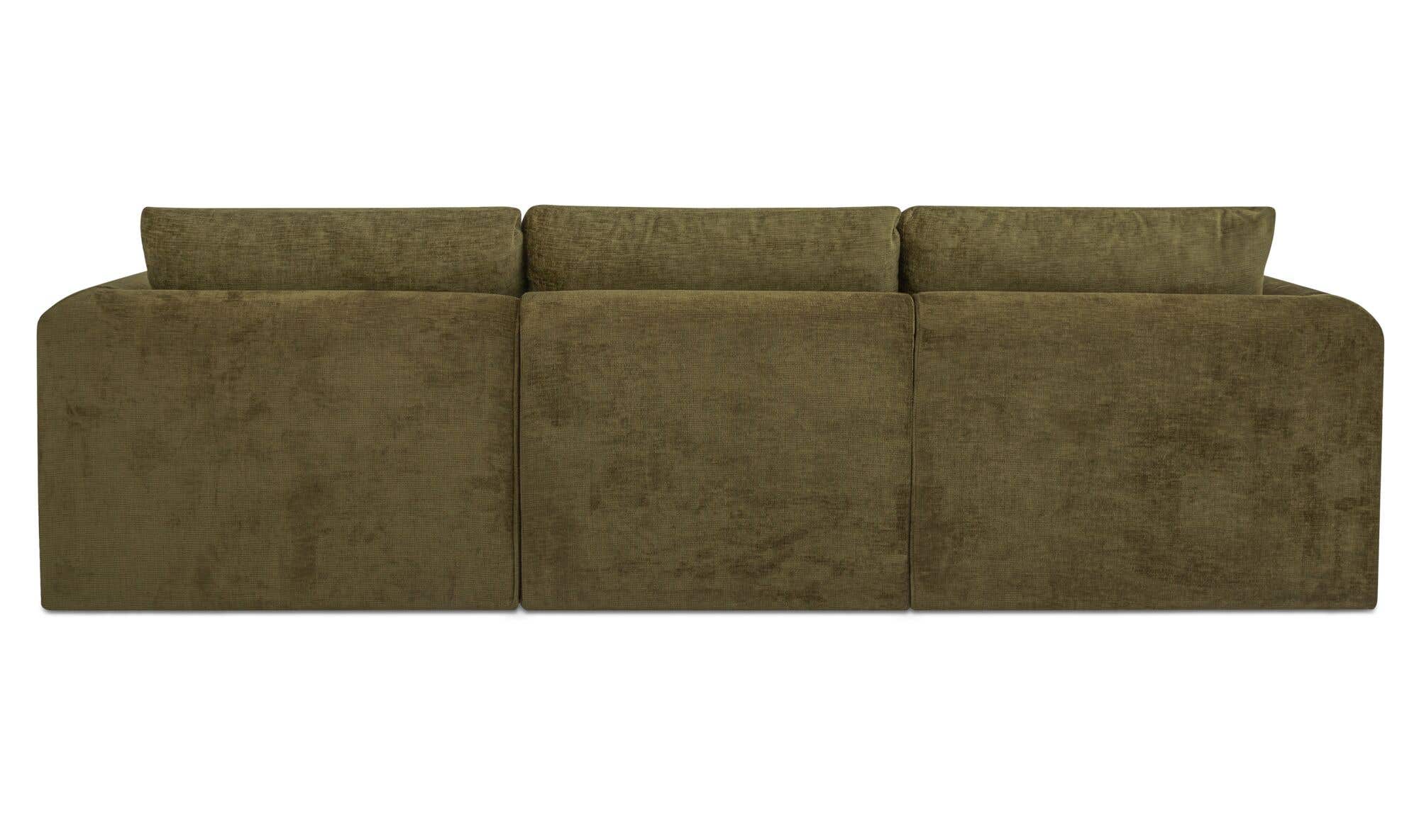 113.8" Dark Green Upholstered Modular Sofa