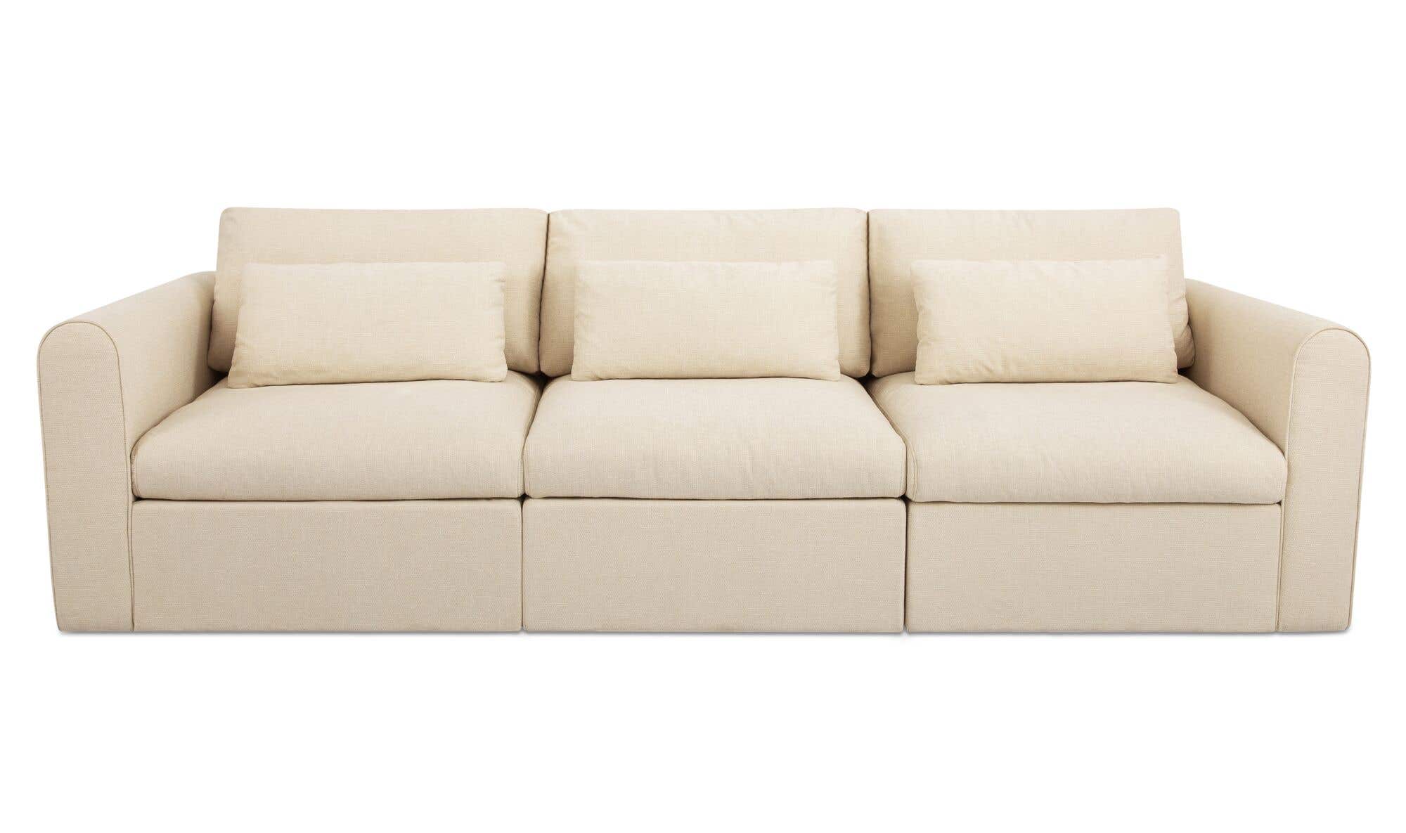 113.8" Light Beige Upholstered Modular Sofa