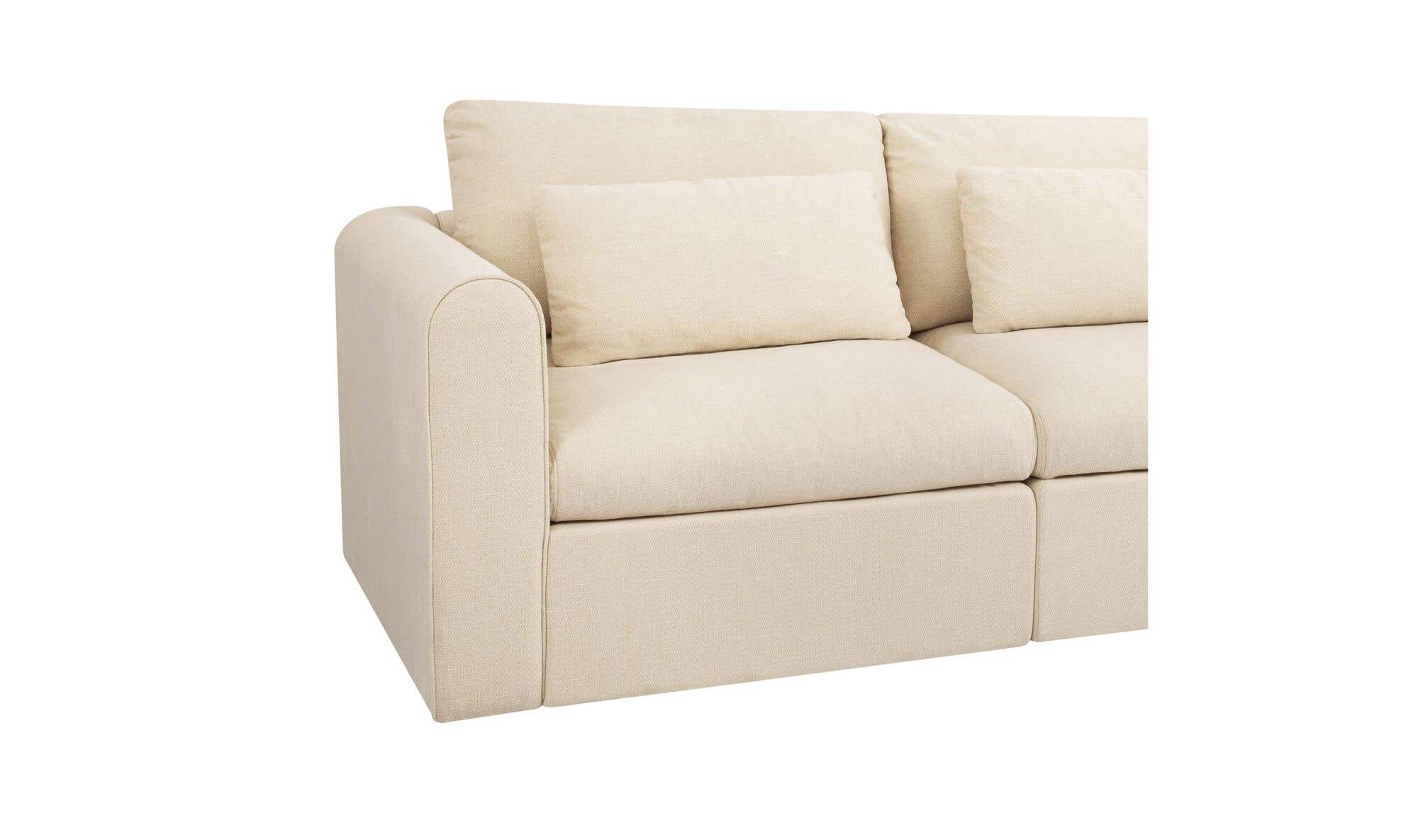 113.8" Light Beige Upholstered Modular Sofa
