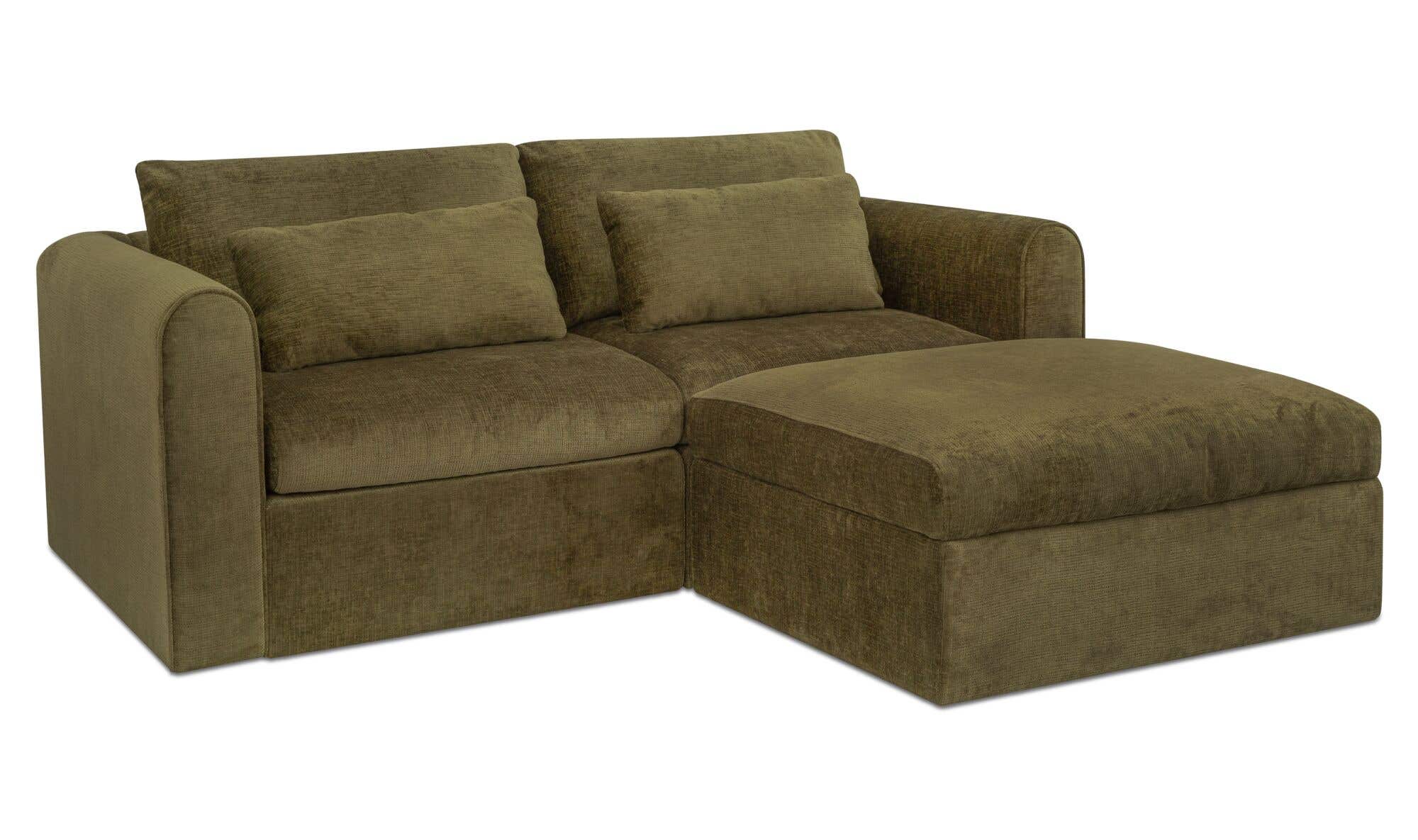 80.3" Dark Green Upholstered Nook Modular Sectional
