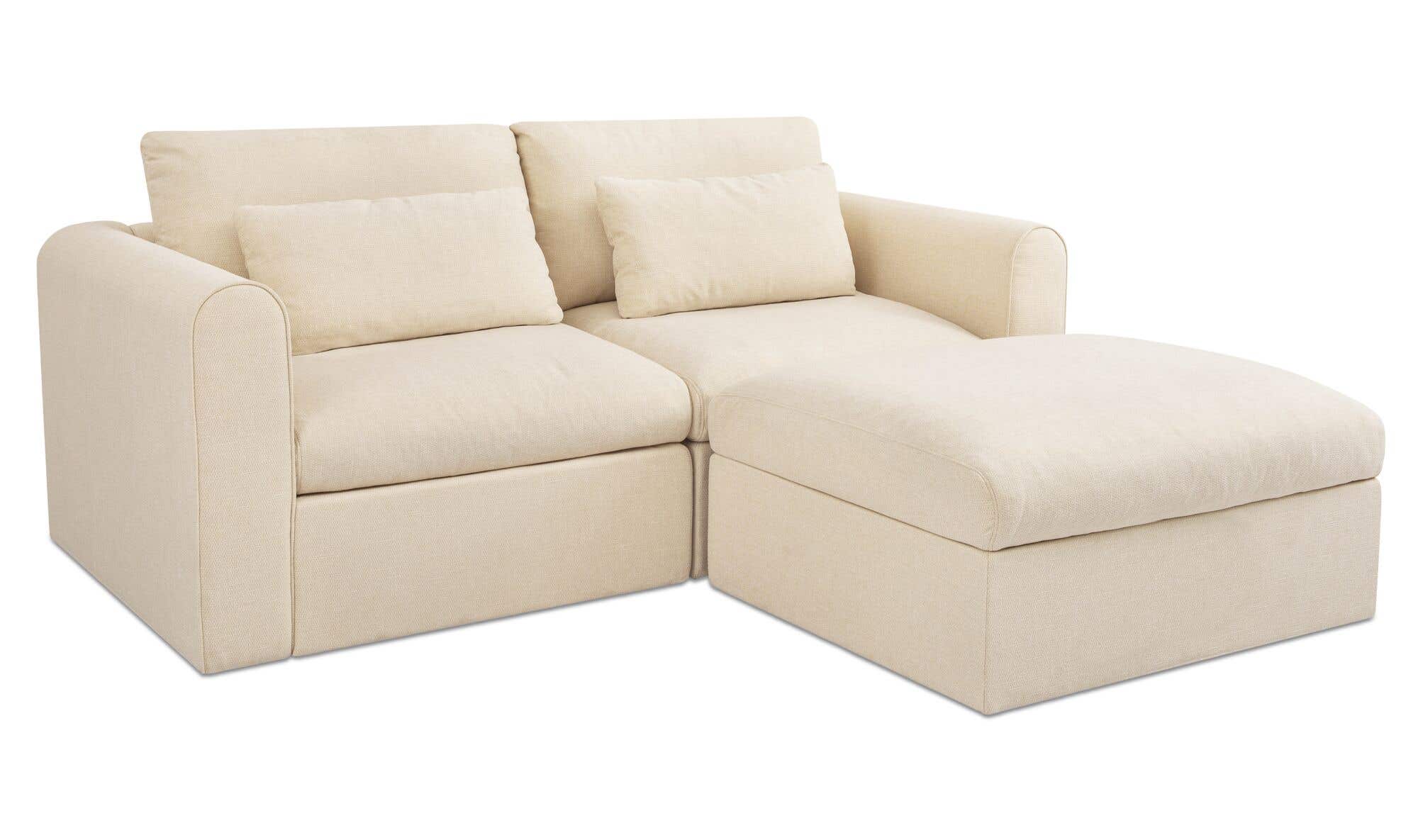 80.3" Light Beige Upholstered Nook Modular Sectional