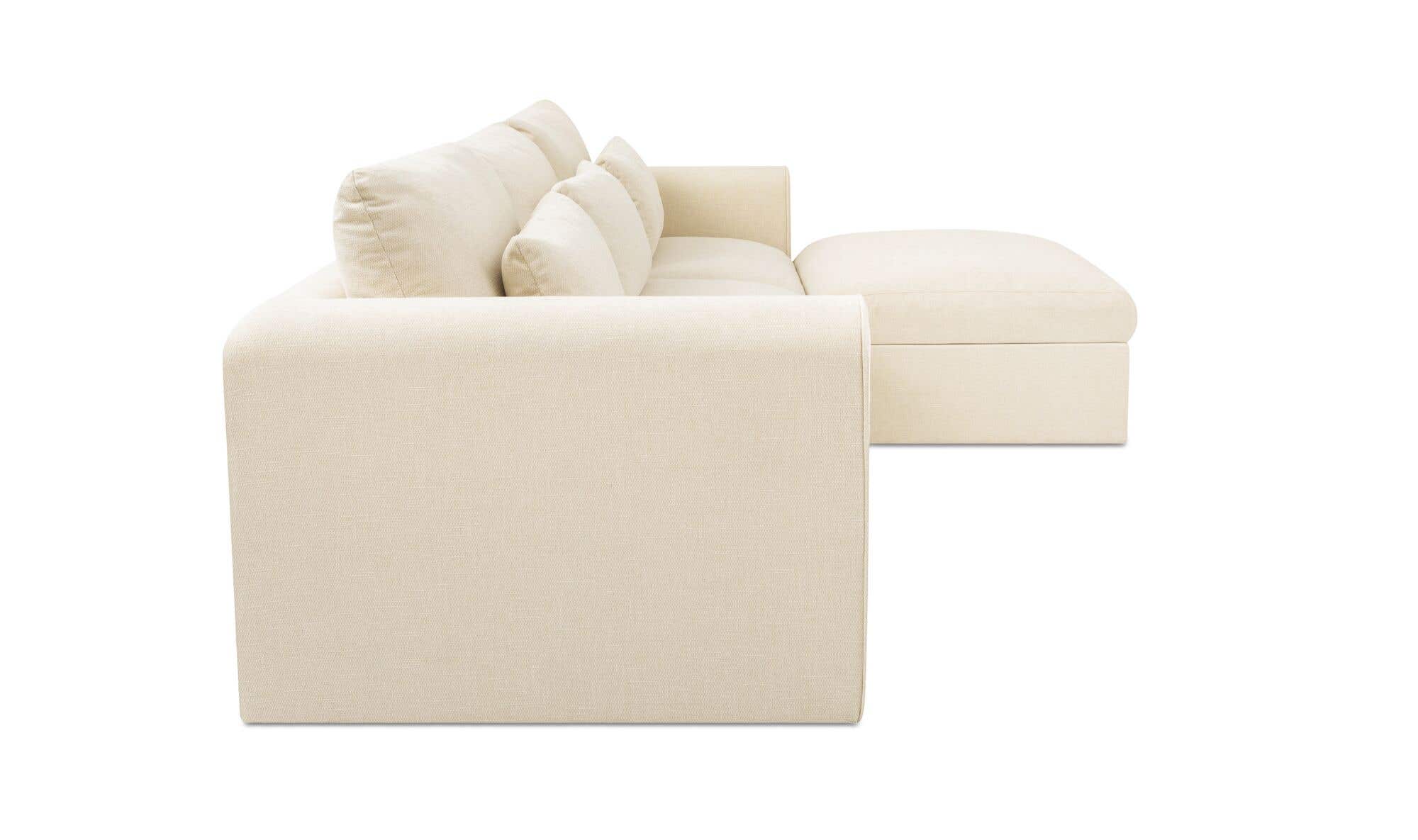 113.8" Light Beige Upholstered Lounge Modular Sectional