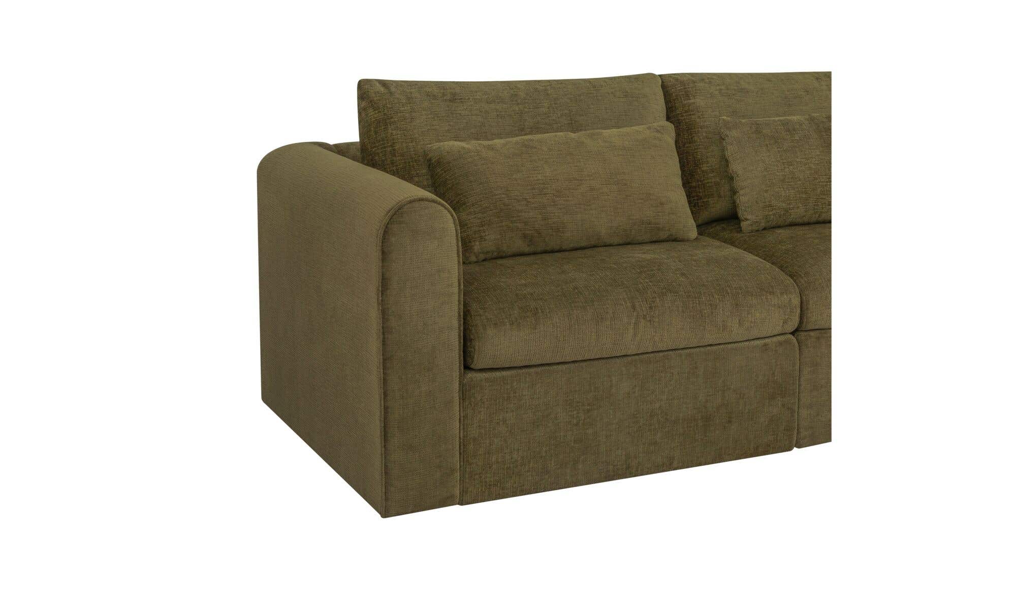 113.8" Dark Green Upholstered L-Shaped Modular Sectional