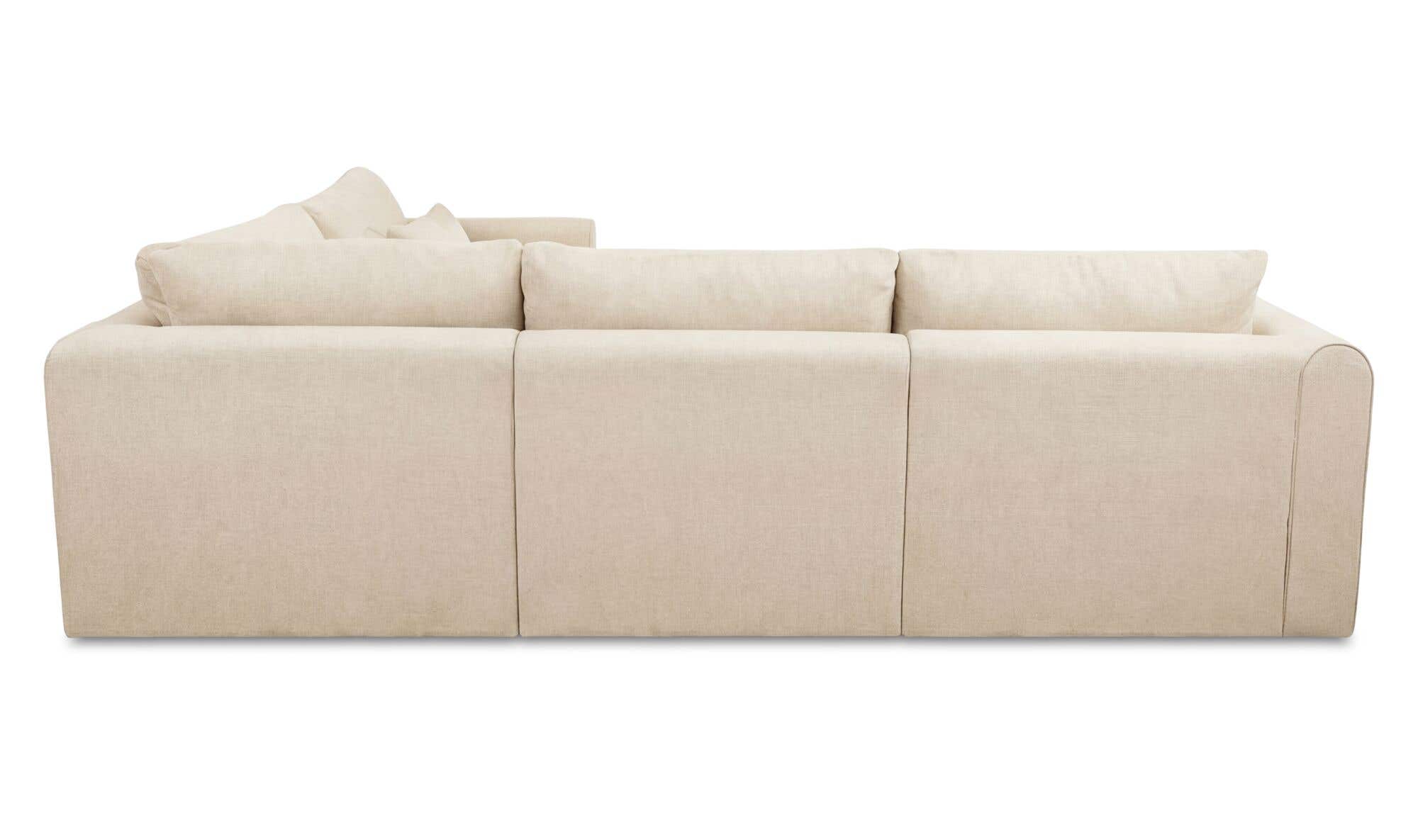 113.8" Light Beige Upholstered L-Shaped Modular Sectional