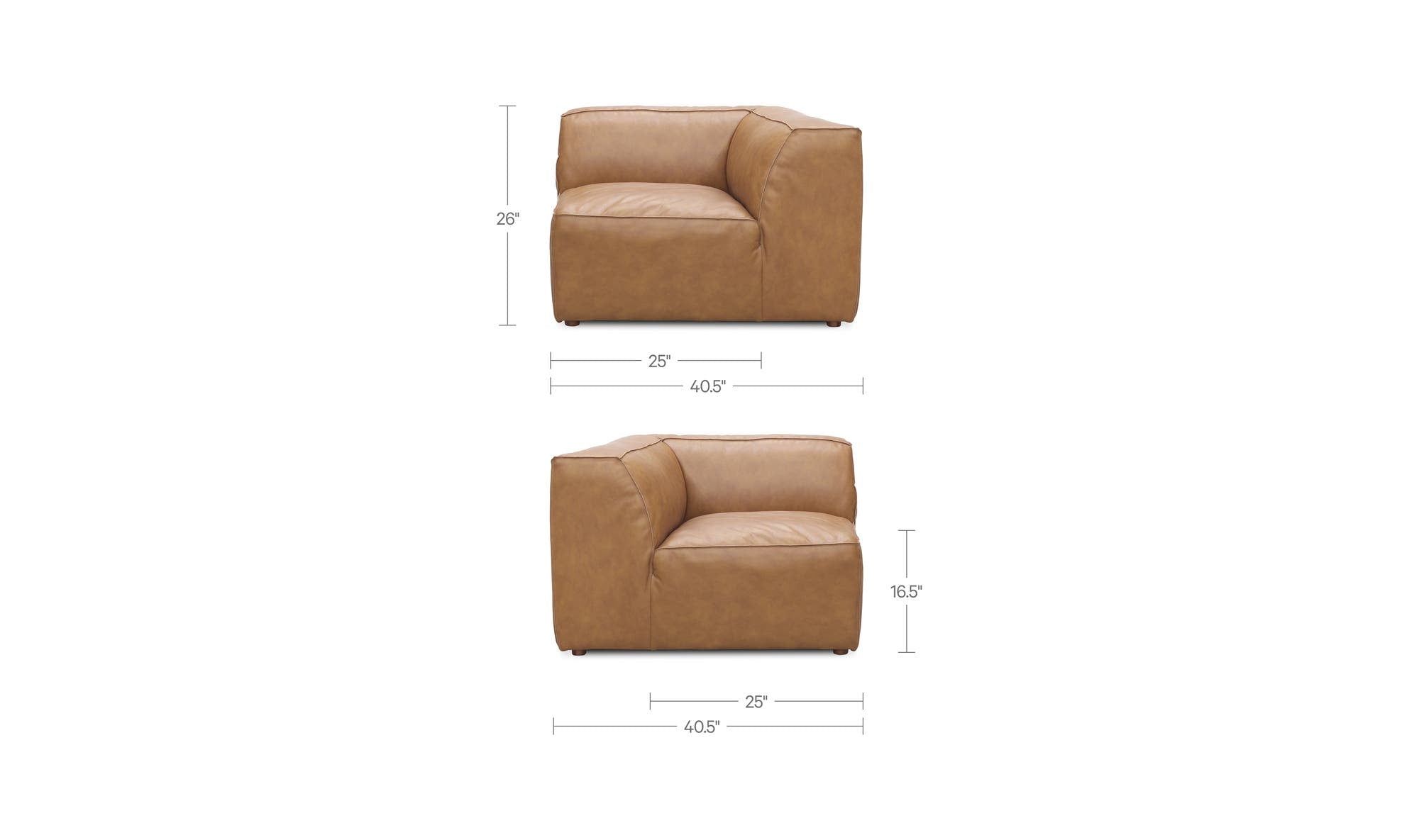 40.5" Sonoran Tan Leather Corner Chair