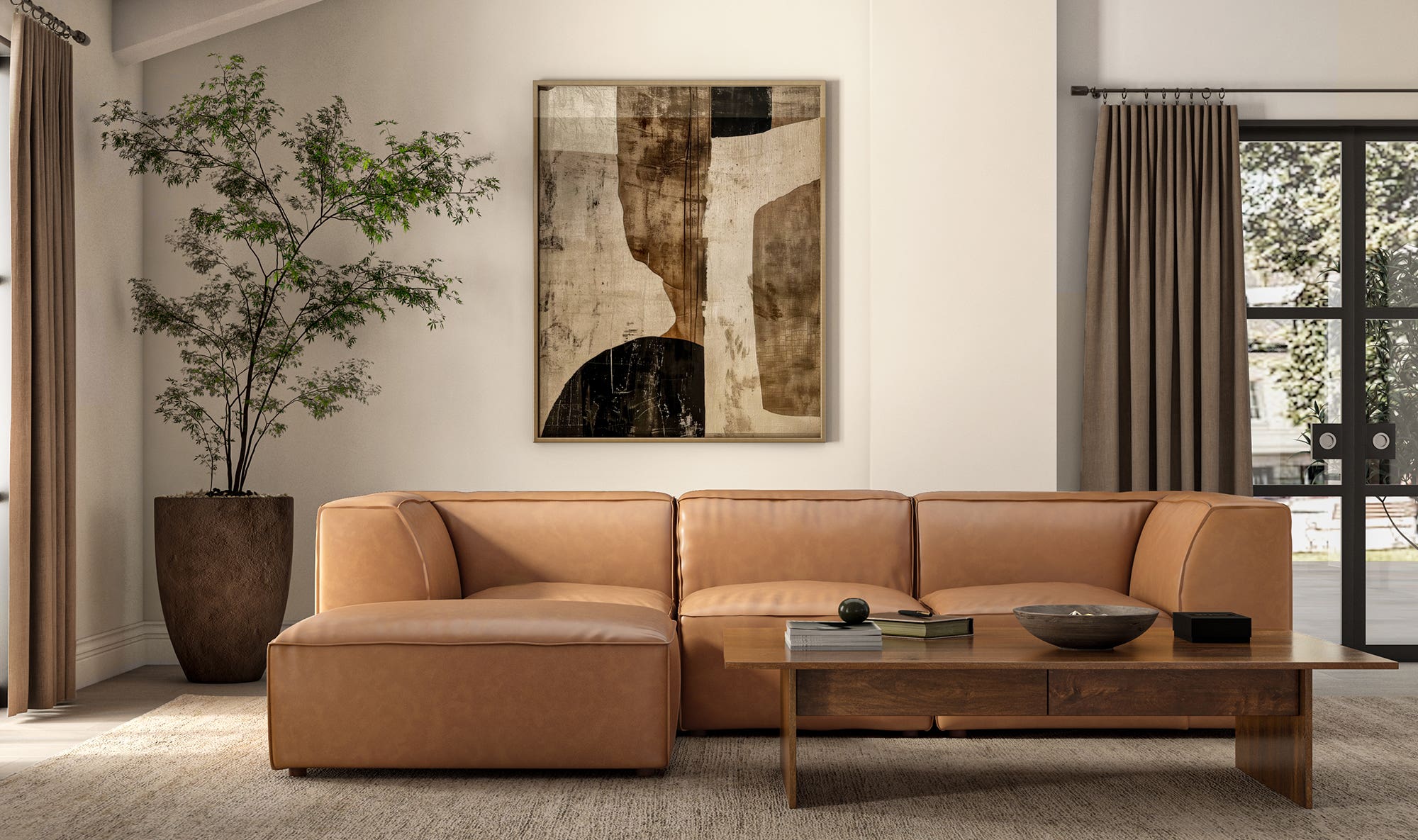 31" Sonoran Tan Leather Slipper Chair