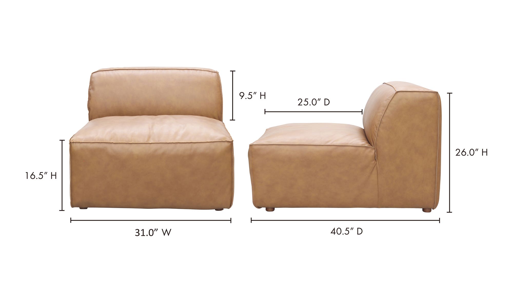 31" Sonoran Tan Leather Slipper Chair